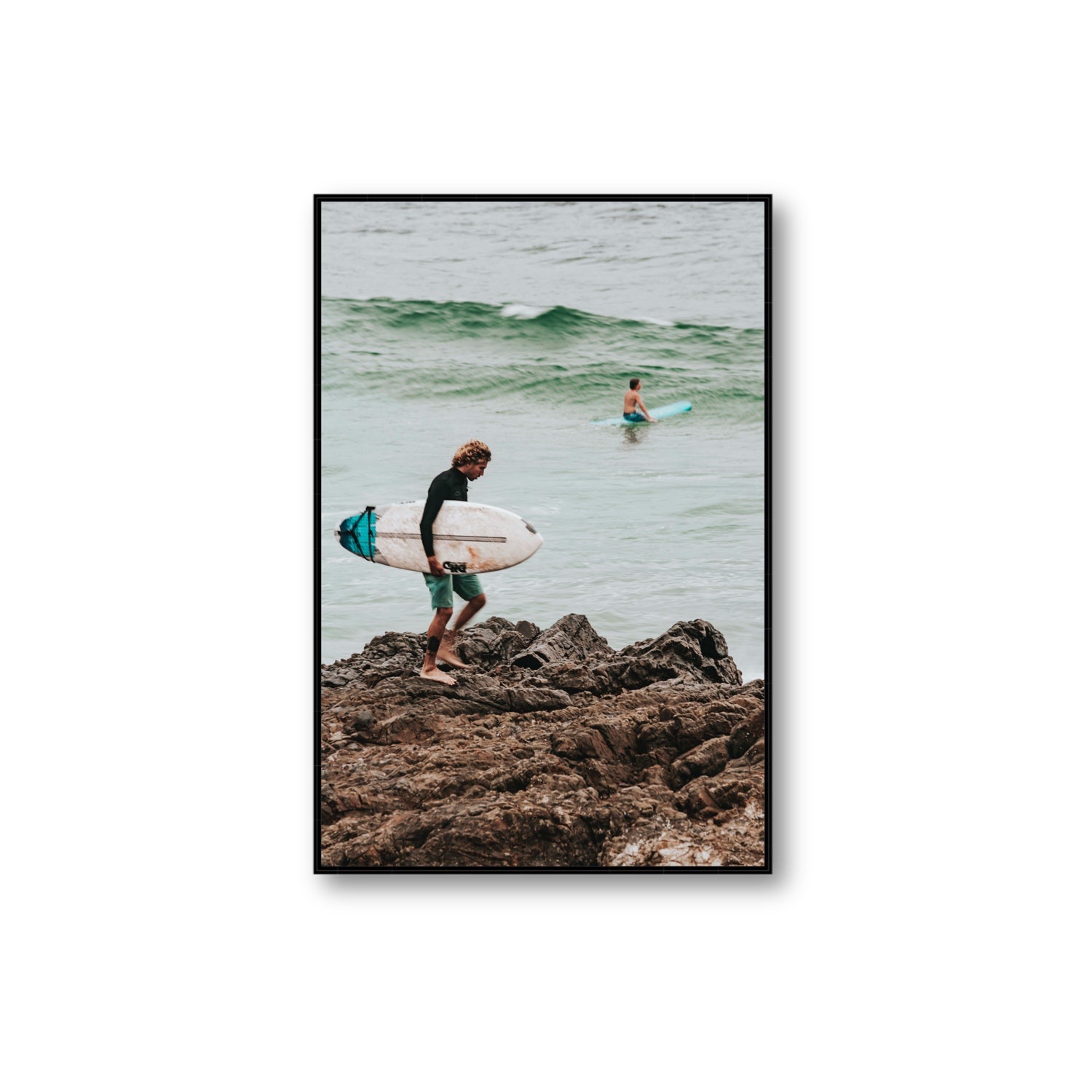 Not All Who Wander Are Lost Byron Bay Surf wall art Extra Large fine art canvas in black float frame
