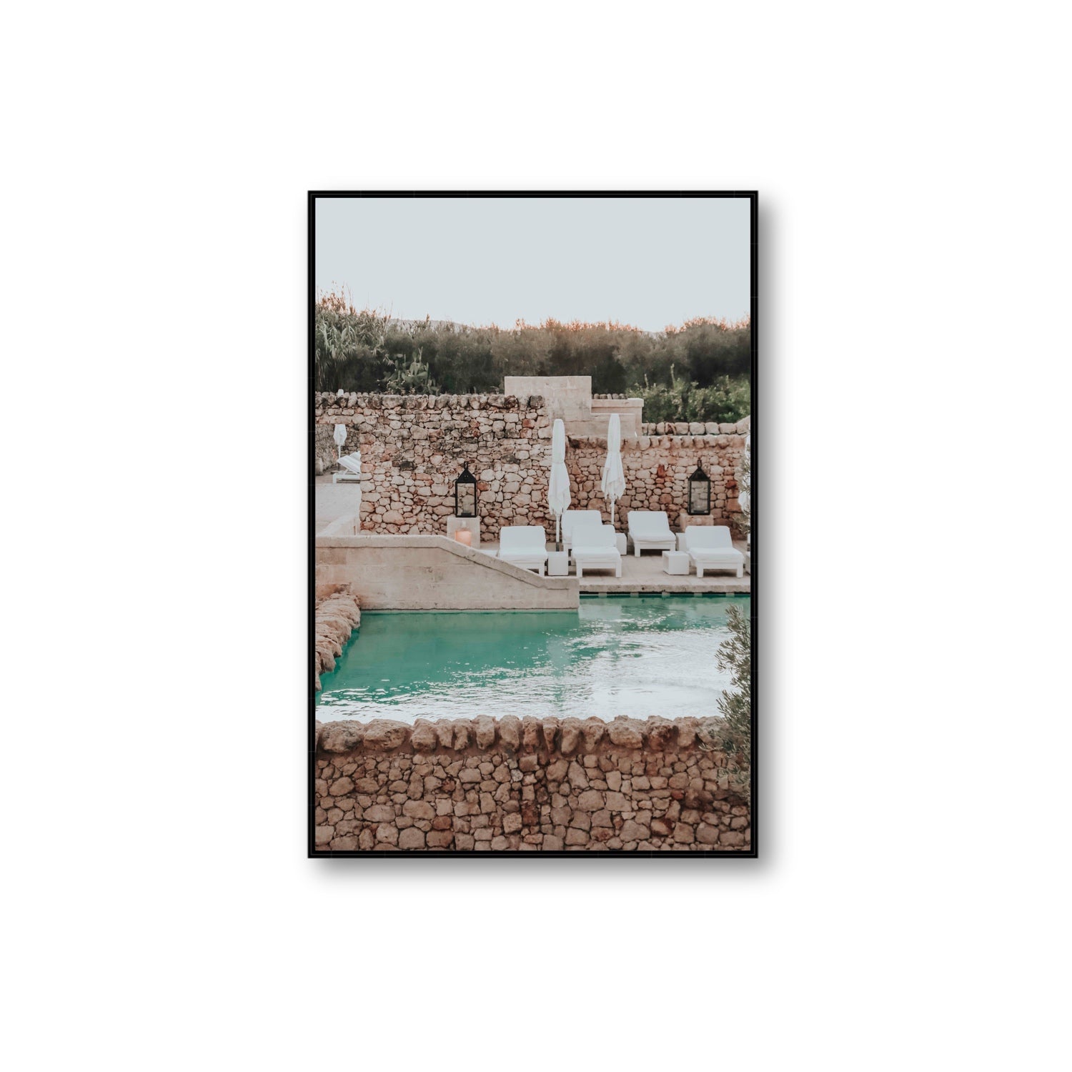 Stone Refuge fine art print, Puglia, Italy, Extra Large, Black Float Frame, Fine Art Canvas