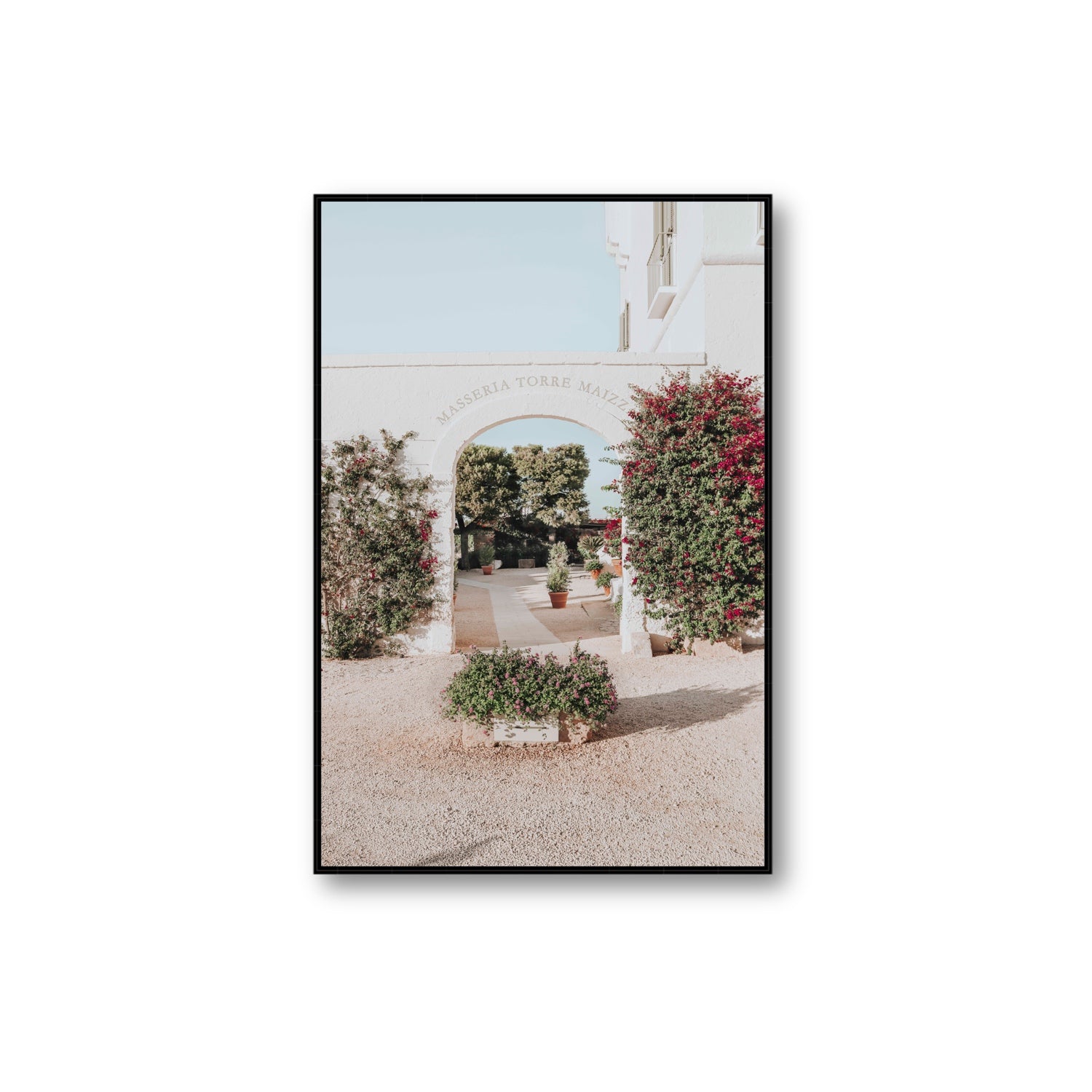 Torre Maizza Puglia Italian wall art Extra Large fine art canvas in black float frame