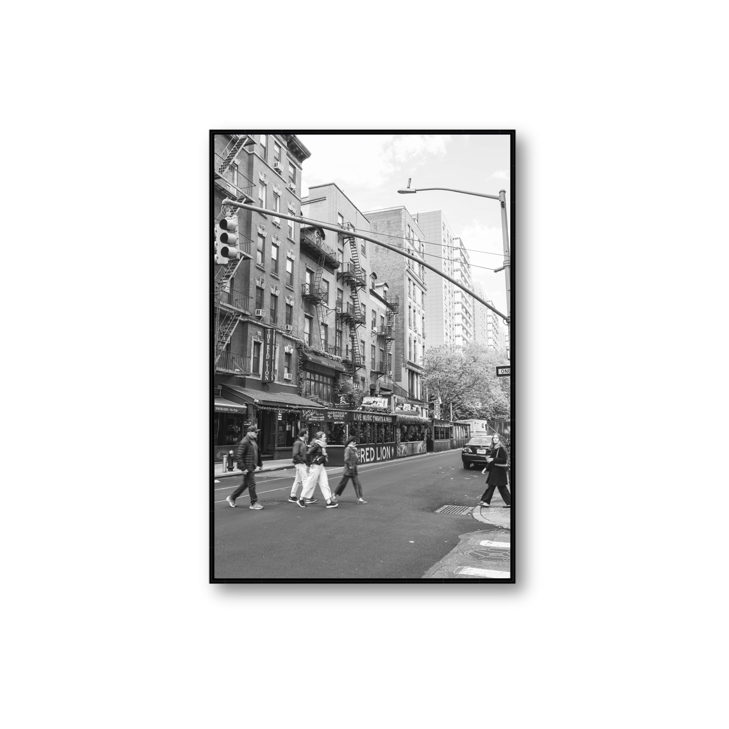 Spectral Streets New York NYC Black & White wall art Extra Large fine art canvas in black float frame