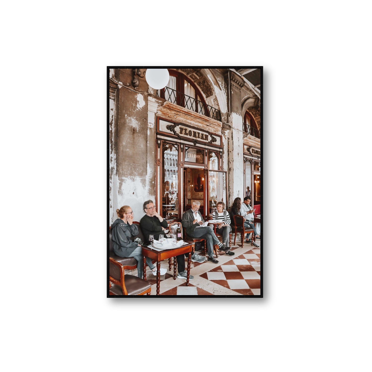 Tea Room Venice Italian wall art Extra Large fine art canvas in black float frame