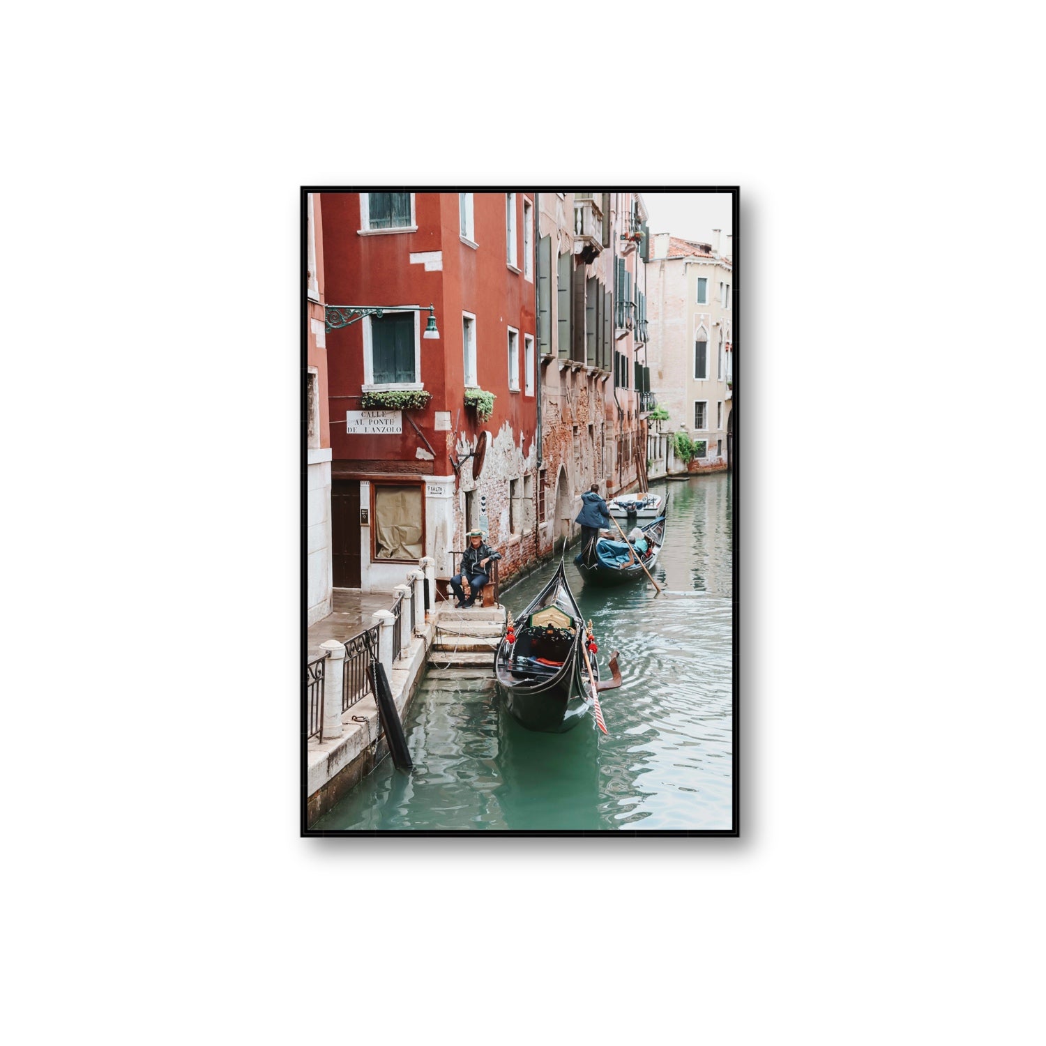 The Merchant Venice Canal Italian wall art Extra Large fine art canvas in black float frame