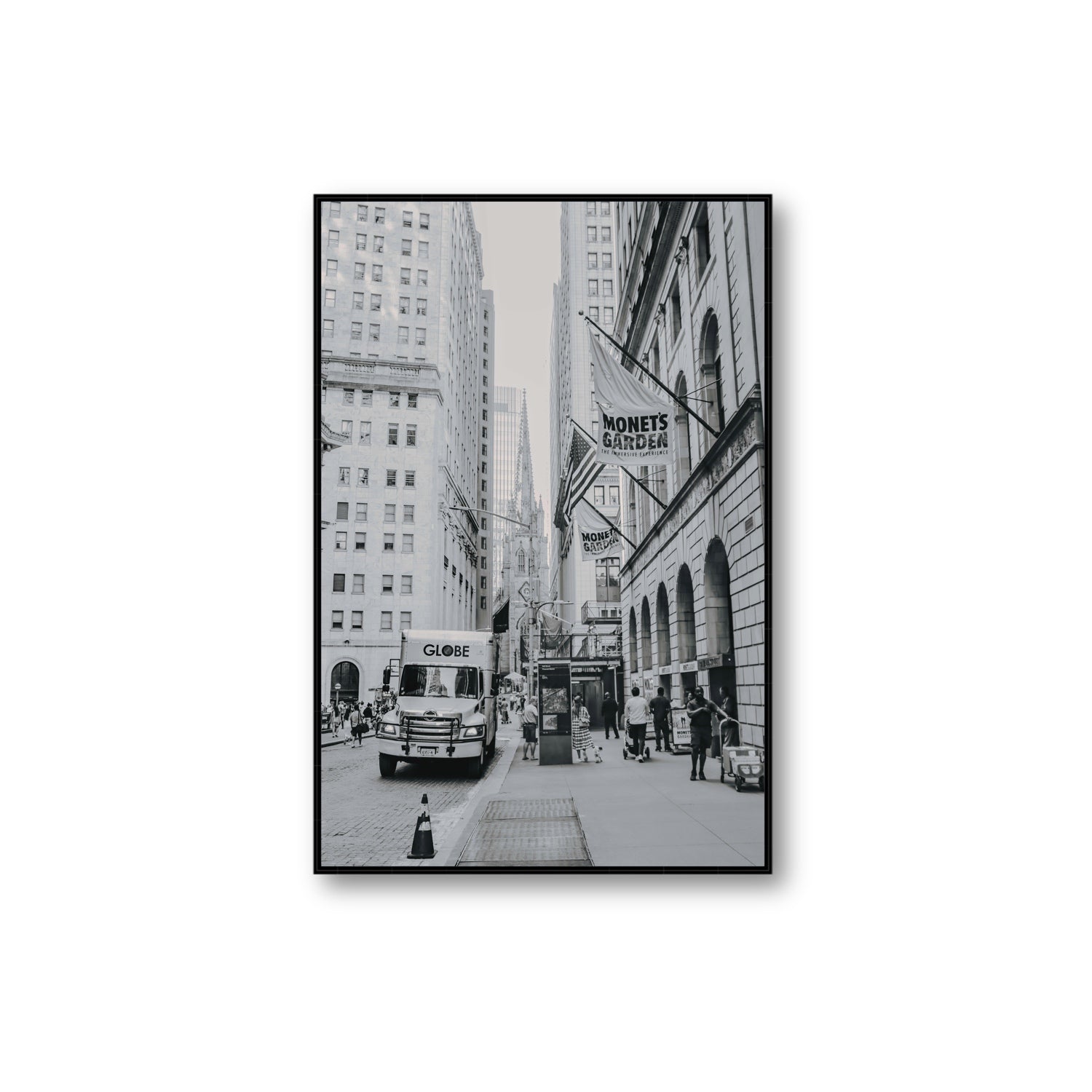 Metropolitan Monotone New York NYC Black & White wall art Extra Large fine art canvas in black float frame