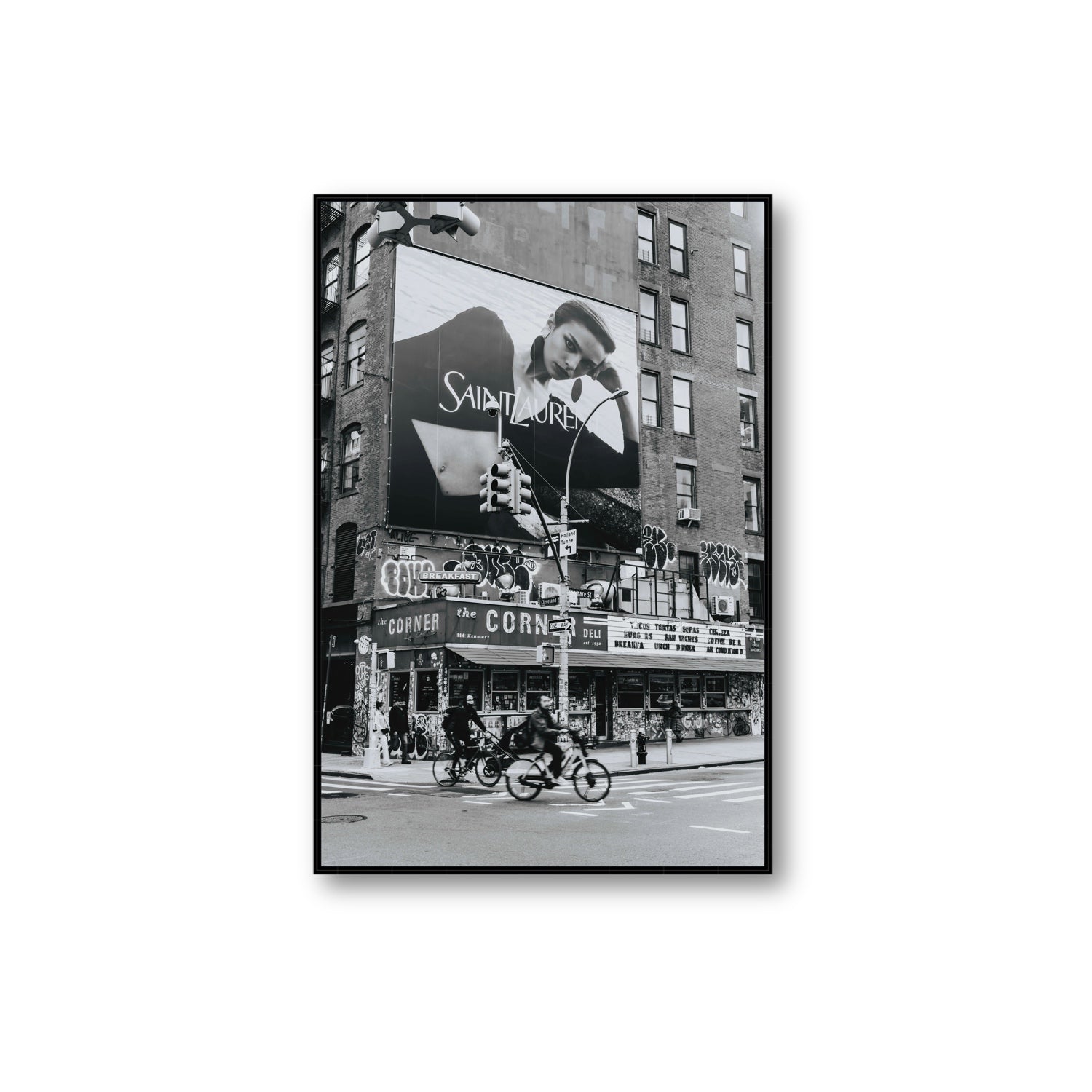 Runway To Rooftops New York NYC Black & White wall art Extra Large fine art canvas in black float frame
