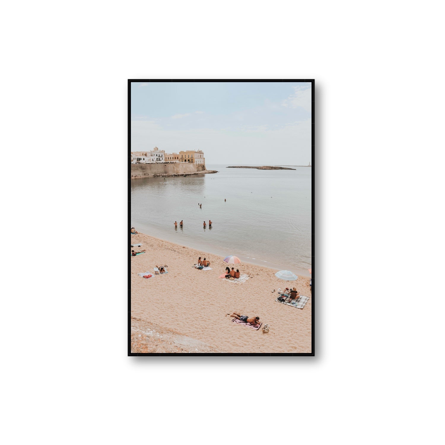 Spiaggia della Purita Puglia coastal art print Extra Large fine art canvas in black float frame