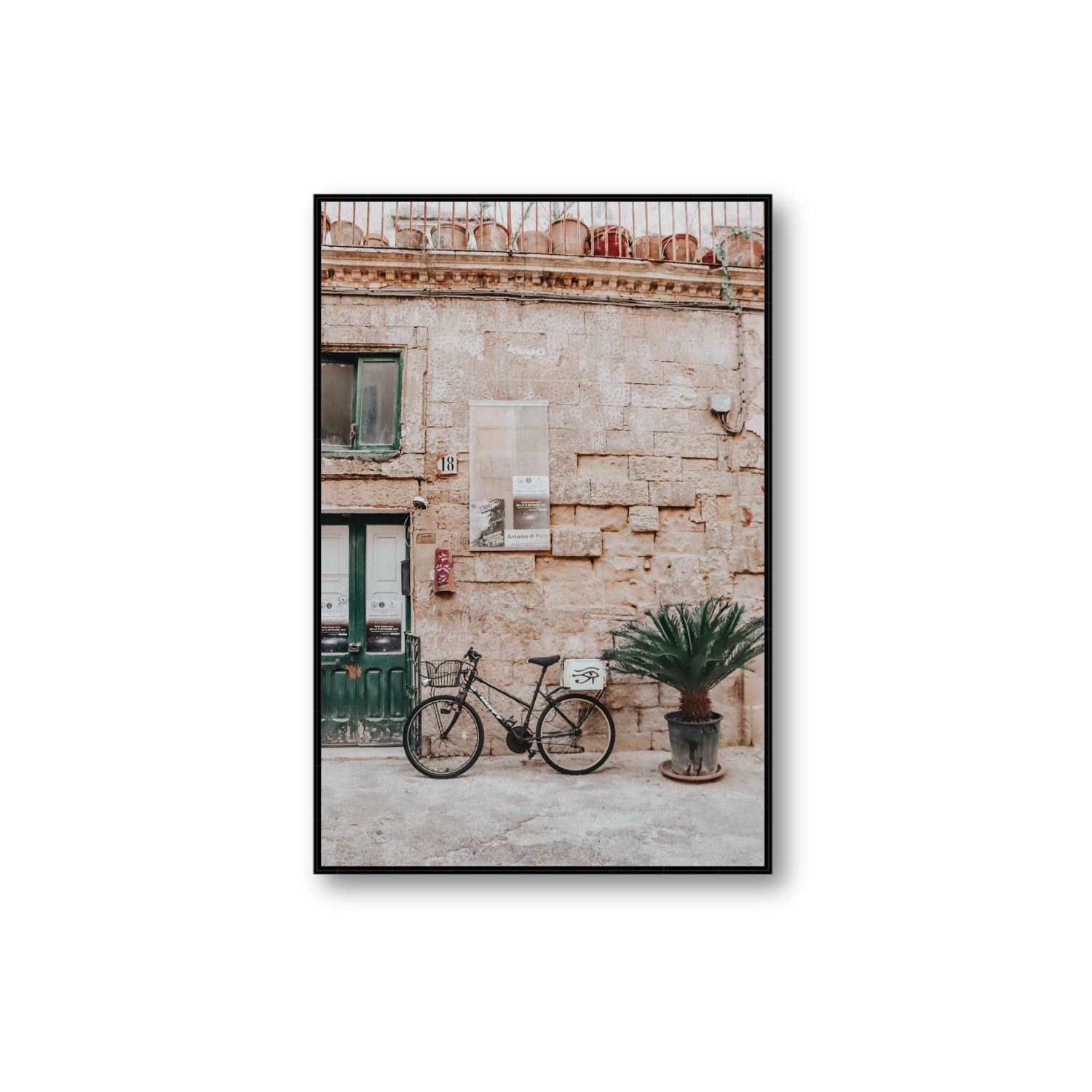Salento Streets Puglia Lecce Italian wall art Extra Large fine art canvas in black float frame