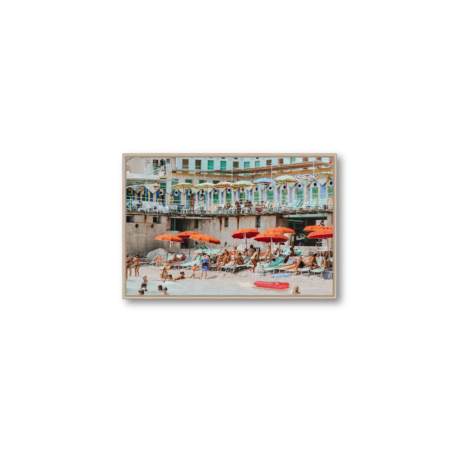 Umbrella Fiesta fine art print, Capri, Italy, Medium, Natural Oak Float Frame, Fine Art Canvas