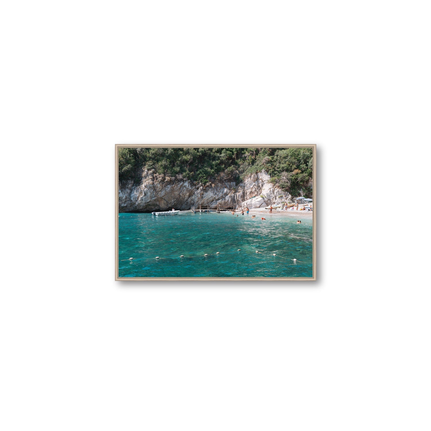 Azure Abyss Nerano wall art Medium fine art canvas in natural oak float frame