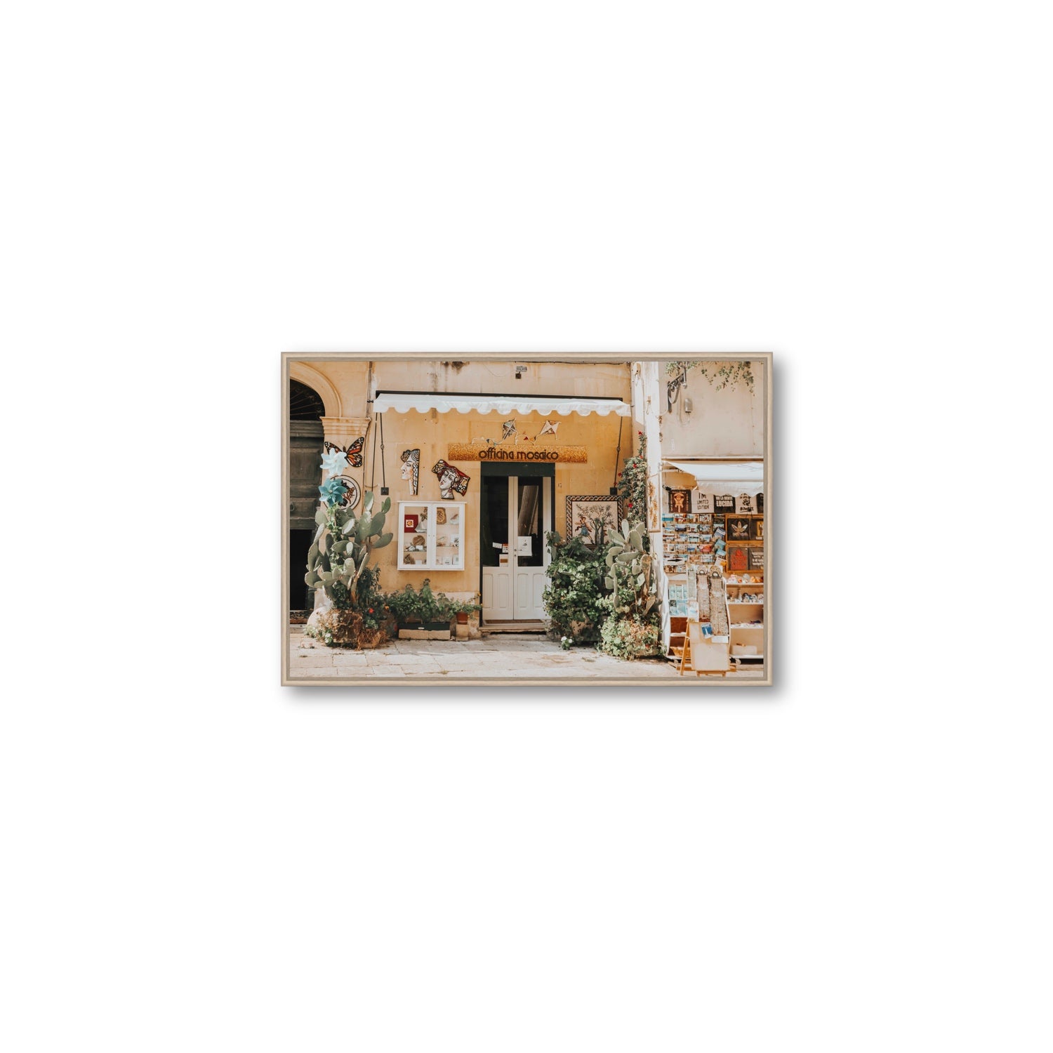 Mosaic Workshop Puglia Italian wall art Medium fine art canvas in natural oak float frame