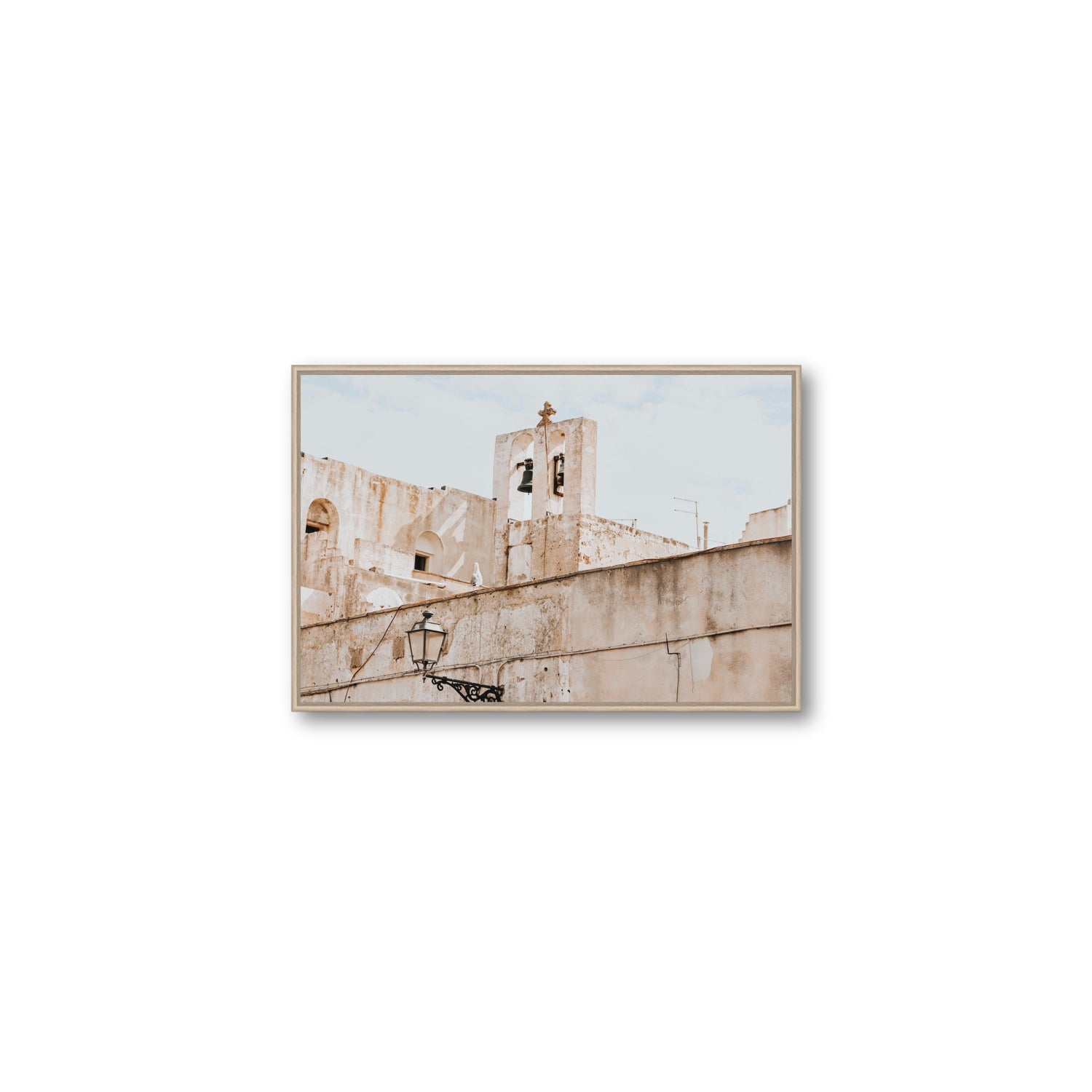 Ancient Bells Puglia Gallipoli Italian wall art Medium fine art canvas in natural oak float frame
