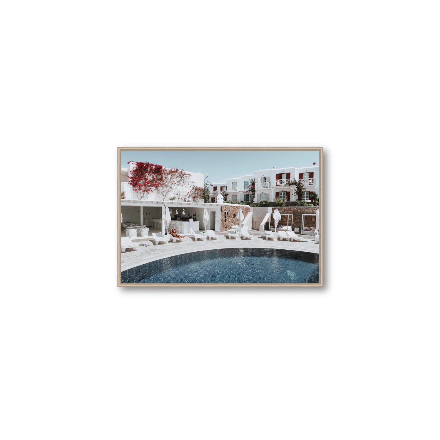 Got The First Lounge fine art print, Mykonos, Greece, Medium, Natural Oak Float Frame, Fine Art Canvas
