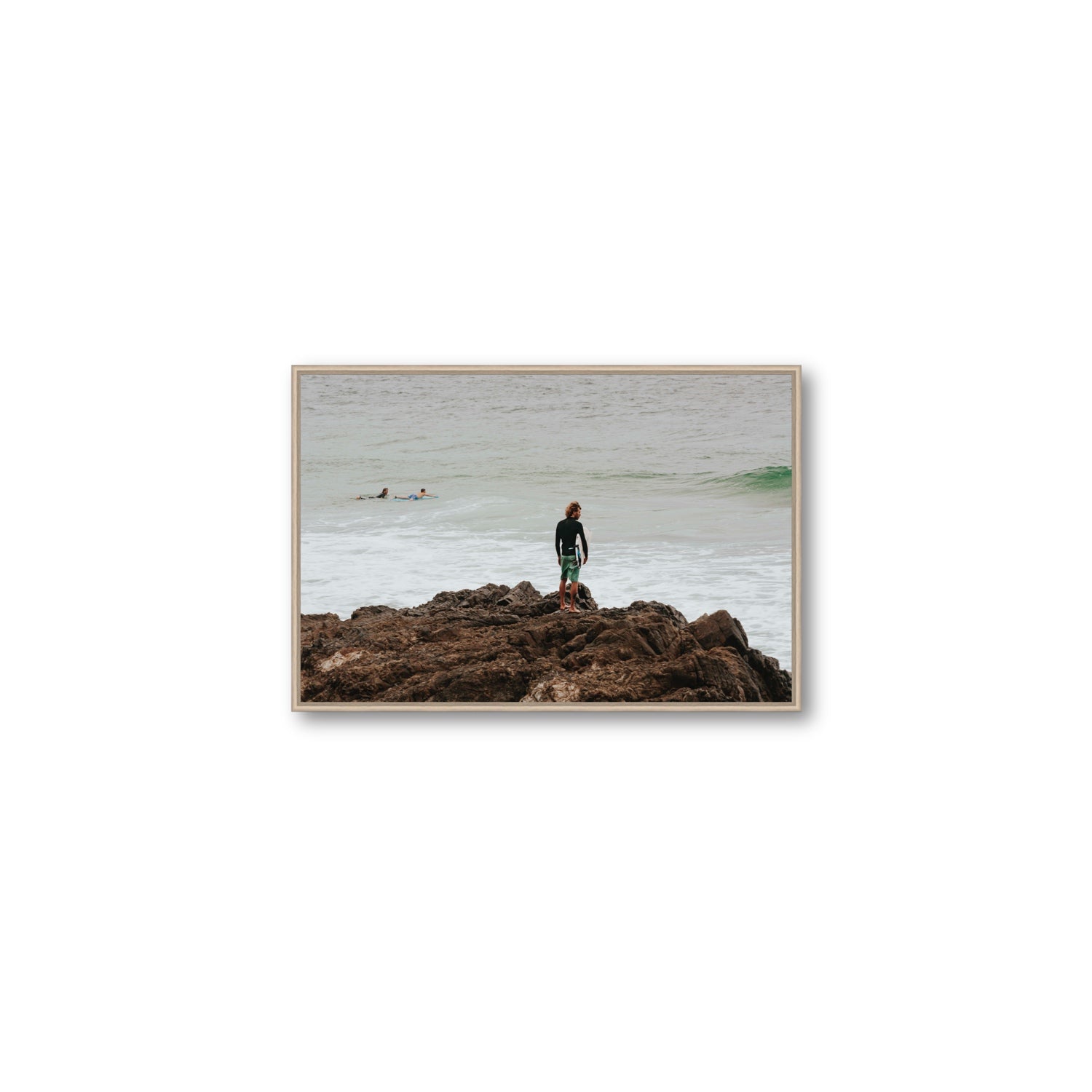 Let The Sea Set You Free Byron Bay Surf wall art Medium fine art canvas in natural oak float frame