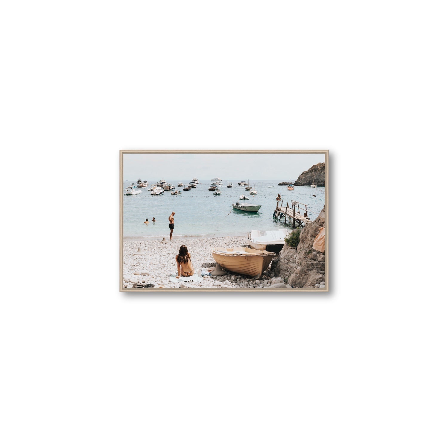 L'Osservatore Nerano wall art Medium fine art canvas in natural oak float frame