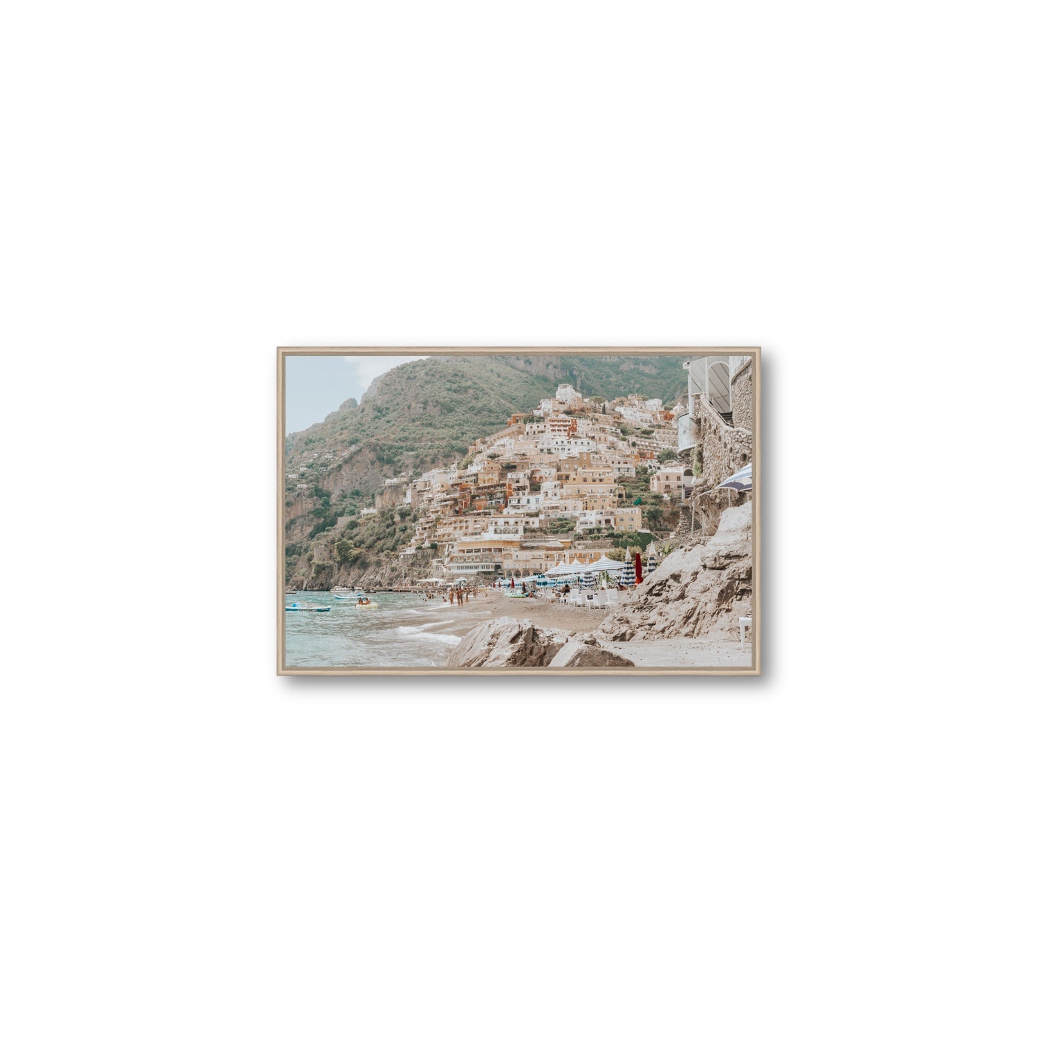 Sogno di Positano fine art print, Positano, Italy, Medium, Natural Oak Float Frame, Fine Art Canvas