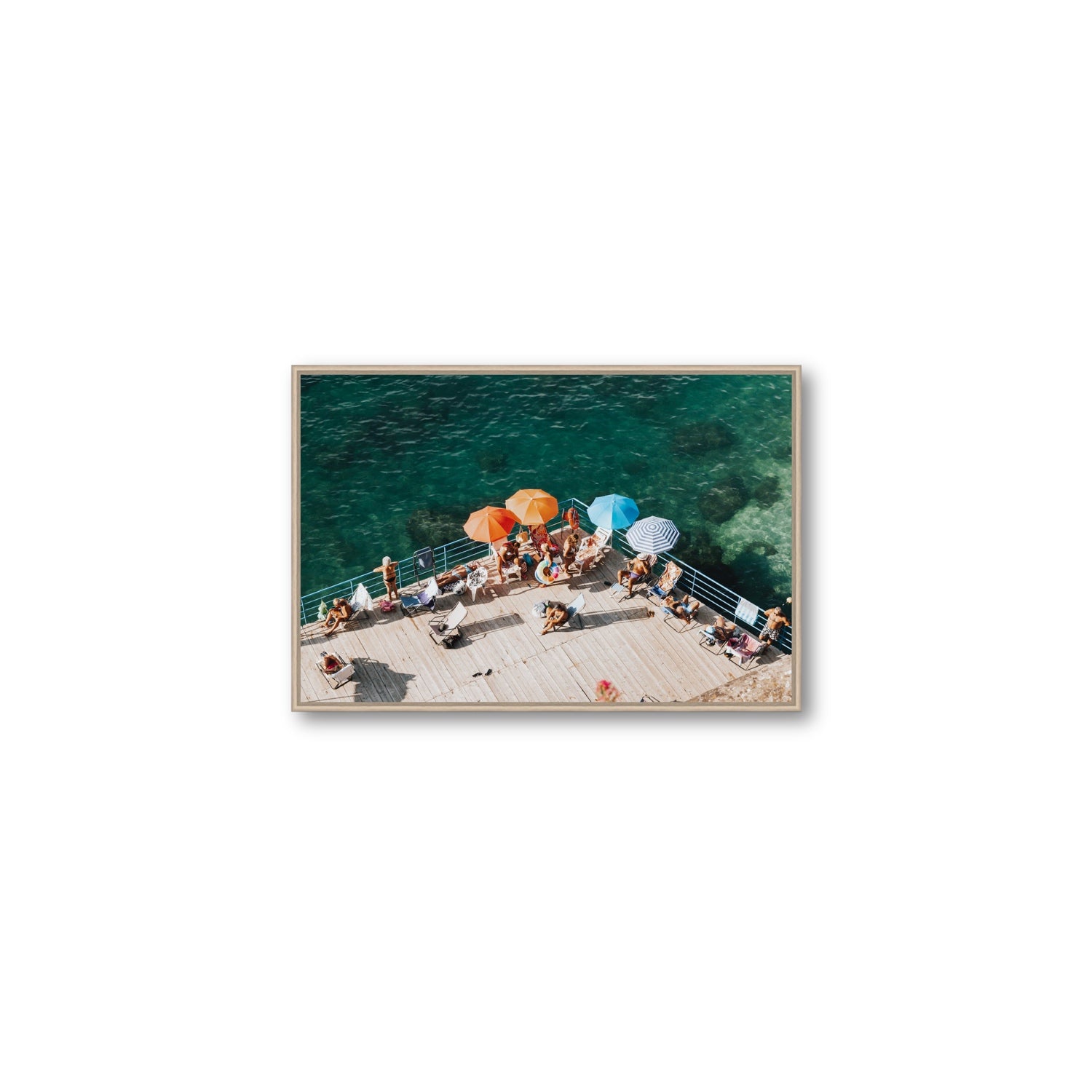 Il Dolce Far Niente Sorrento coastal wall art Medium fine art canvas in natural oak float frame