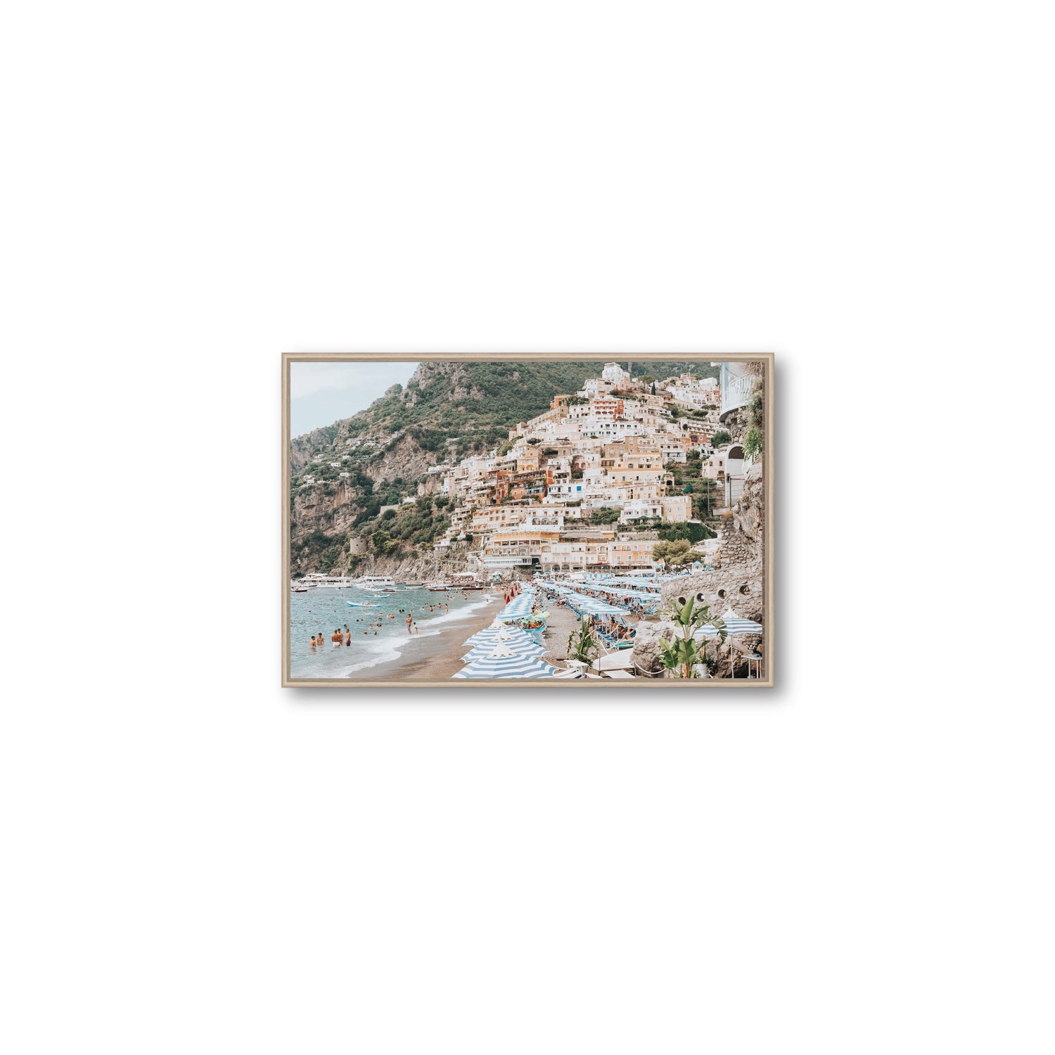 Villagio Sul Mare fine art print, Positano, Italy, Medium, Natural Oak Float Frame, Fine Art Canvas