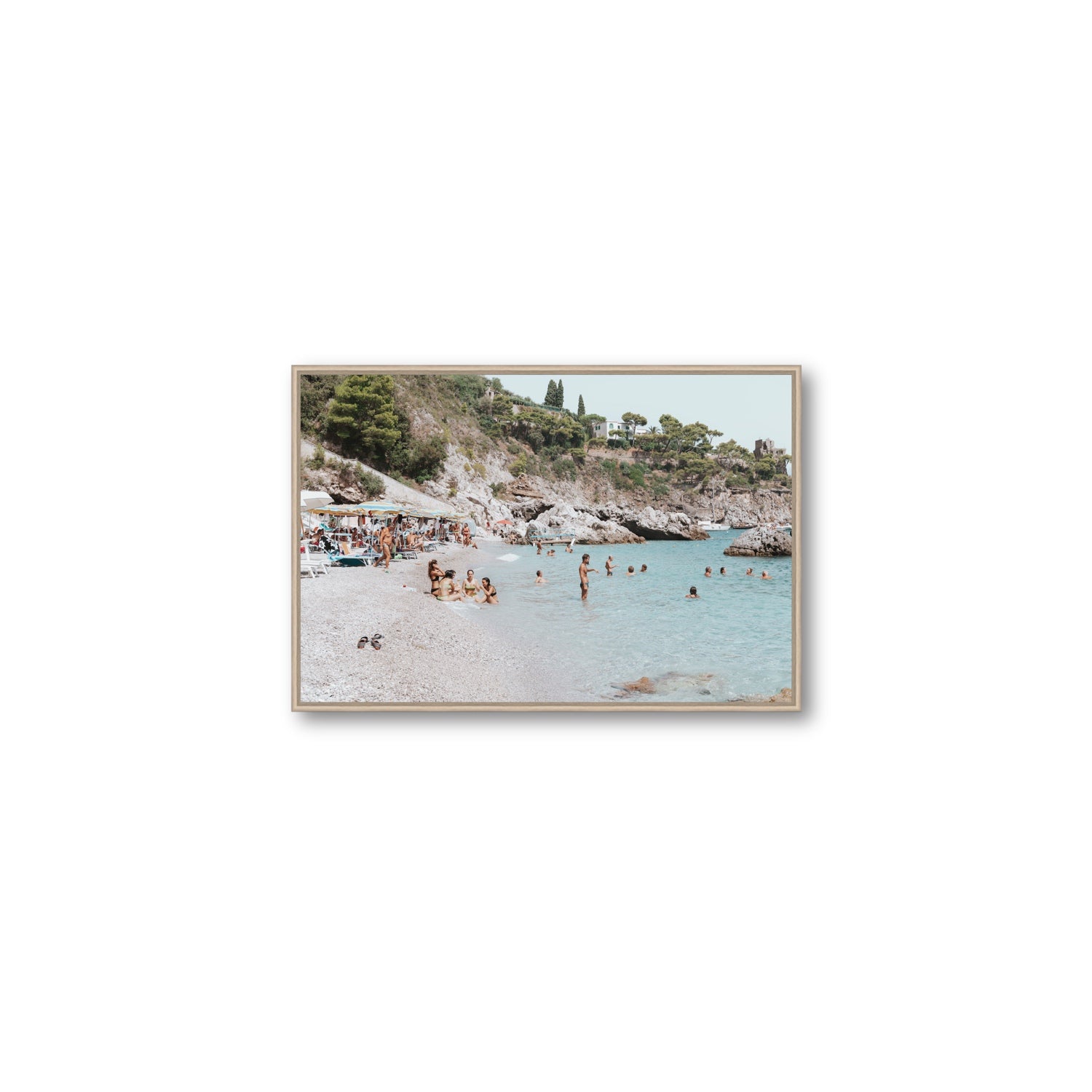La Vacanza Amalfi Mediterranean wall art Medium fine art canvas in natural oak float frame