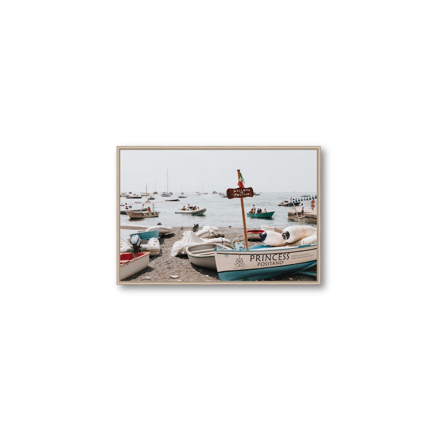 Princess Positano fine art print, Positano, Italy, Medium, Natural Oak Float Frame, Fine Art Canvas