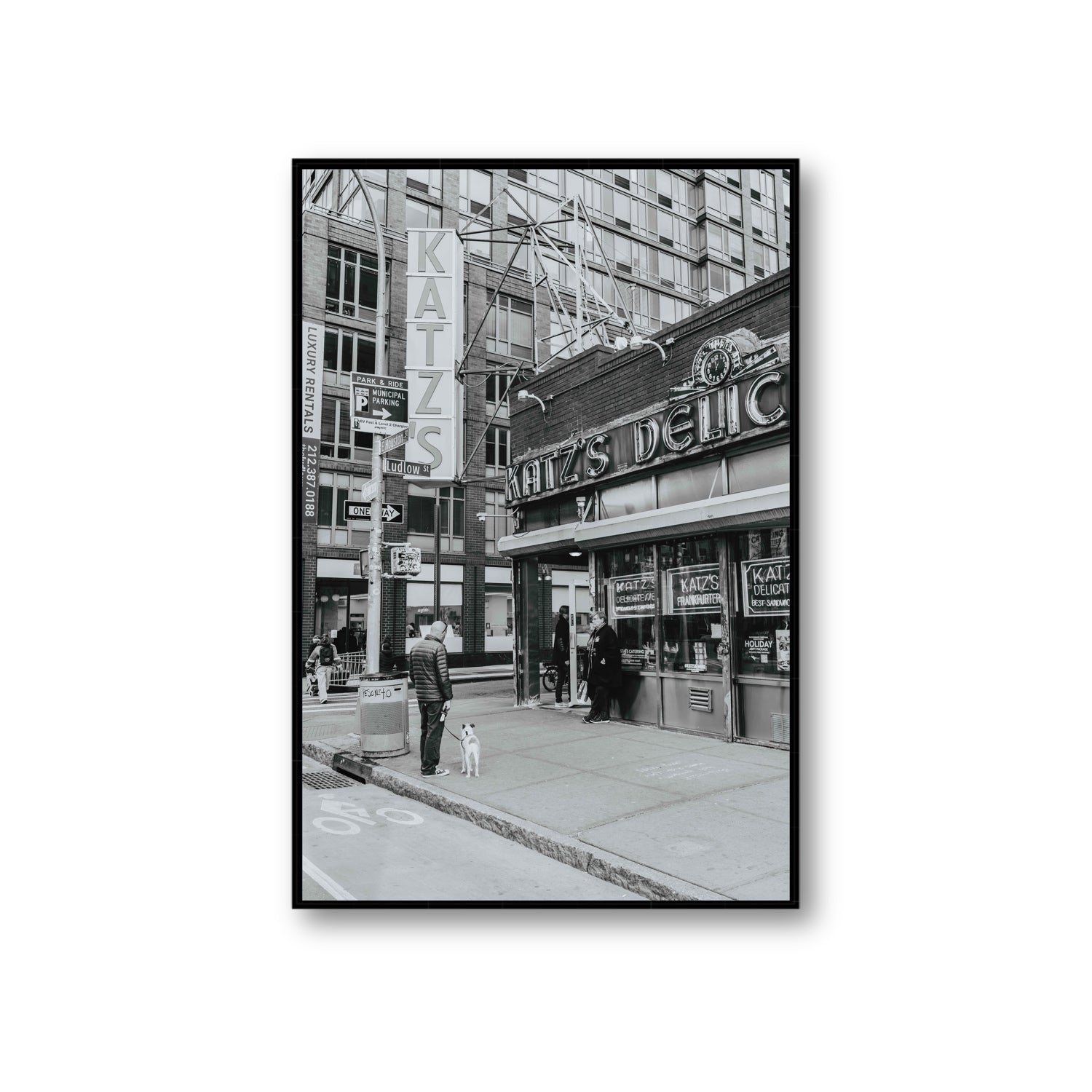 Graphite Gotham New York NYC Black & White wall art Giant fine art canvas in black float frame