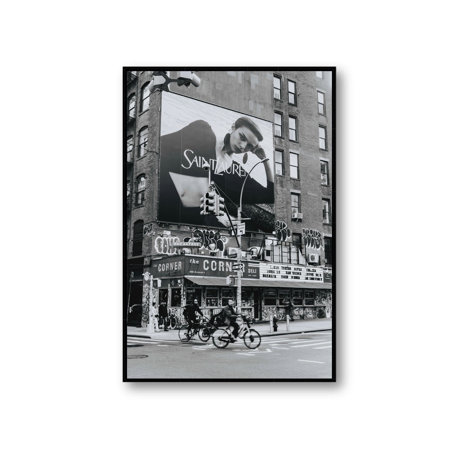 Runway To Rooftops New York NYC Black & White wall art Giant fine art canvas in black float frame