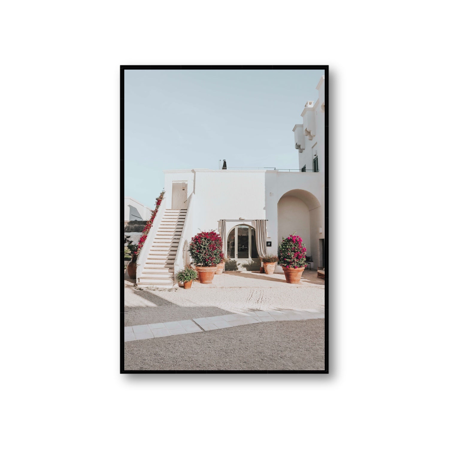 Scala Fiorita Puglia Mediterranean wall art Giant fine art canvas in black float frame