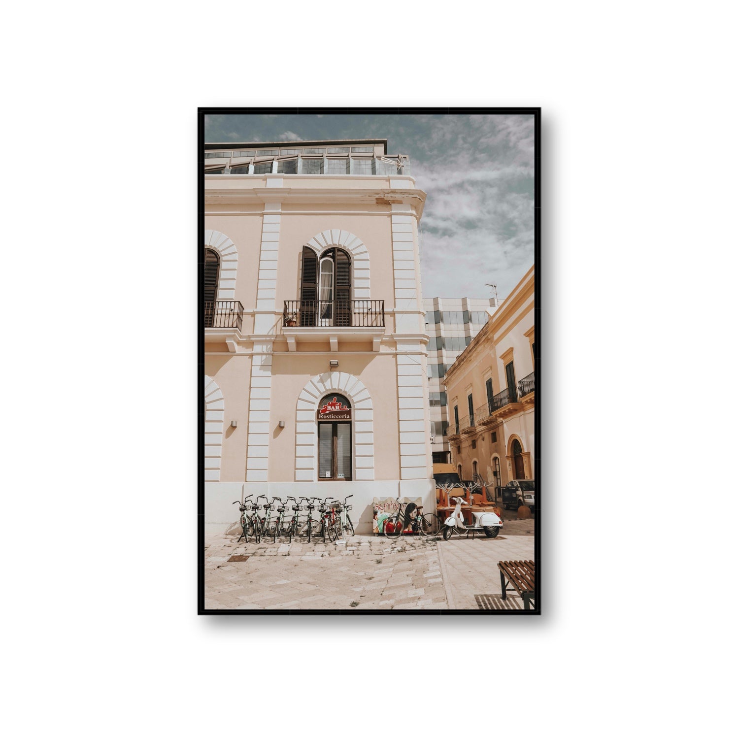 Rosticceria Puglia Italian wall art Giant fine art canvas in black float frame