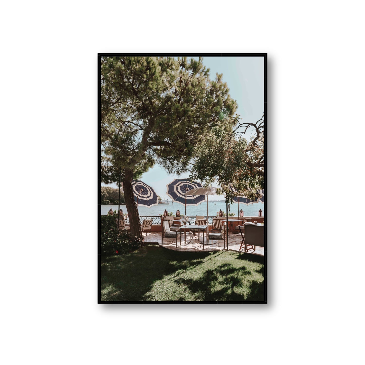 Tranquil Gardens Venice Italian wall art Giant fine art canvas in black float frame