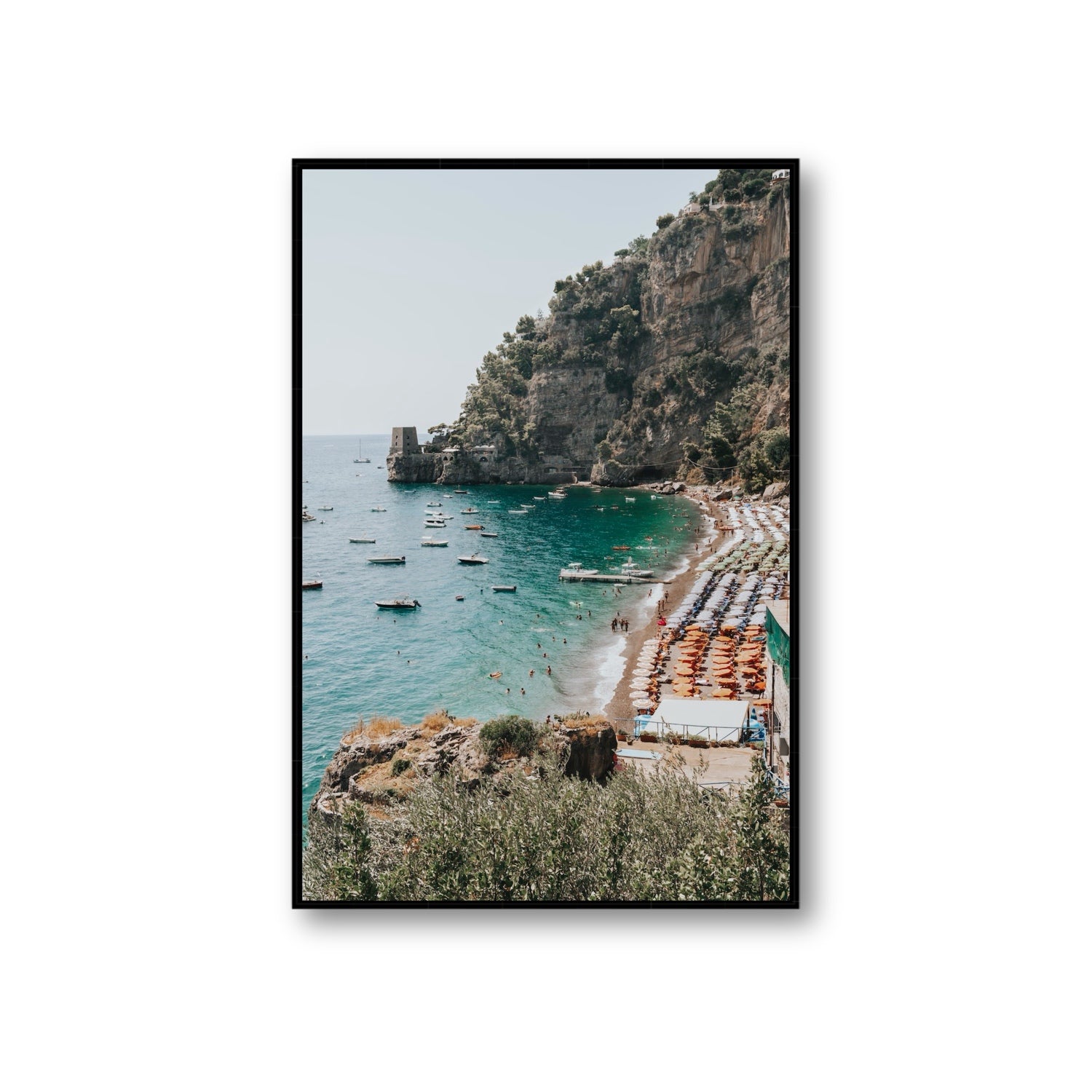 Baia dei Sogni fine art print, Positano, Italy, Giant, Black Float Frame, Fine Art Canvas