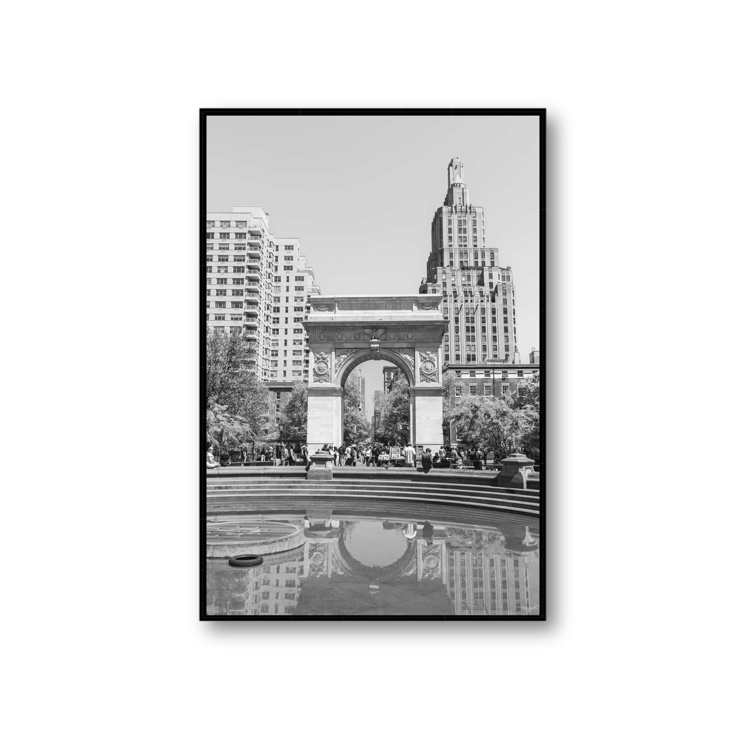Washington Skyline New York NYC Black & White wall art Giant fine art canvas in black float frame