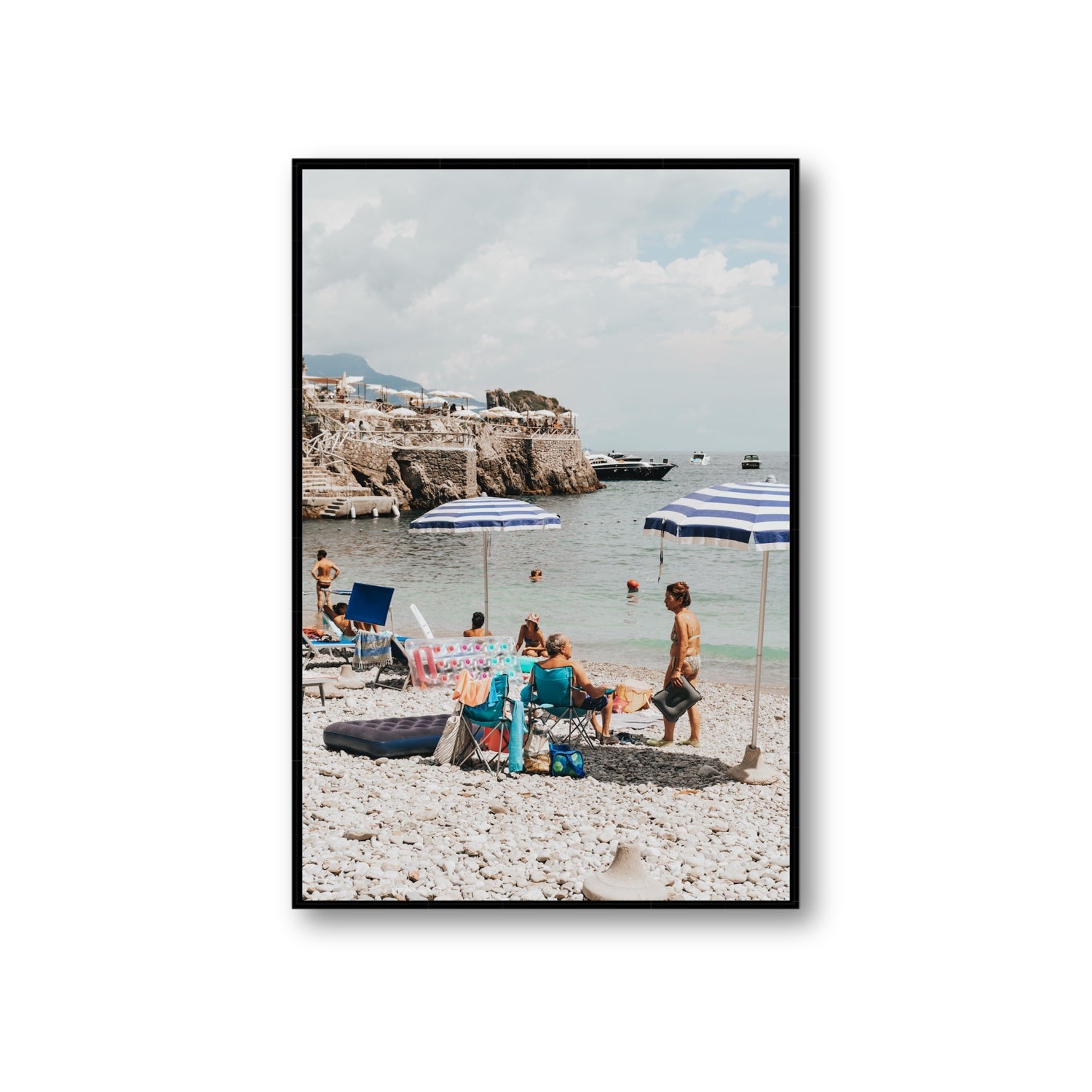 Couple Goals Nerano Amalfi Coast coastal wall art Giant fine art canvas in black float frame