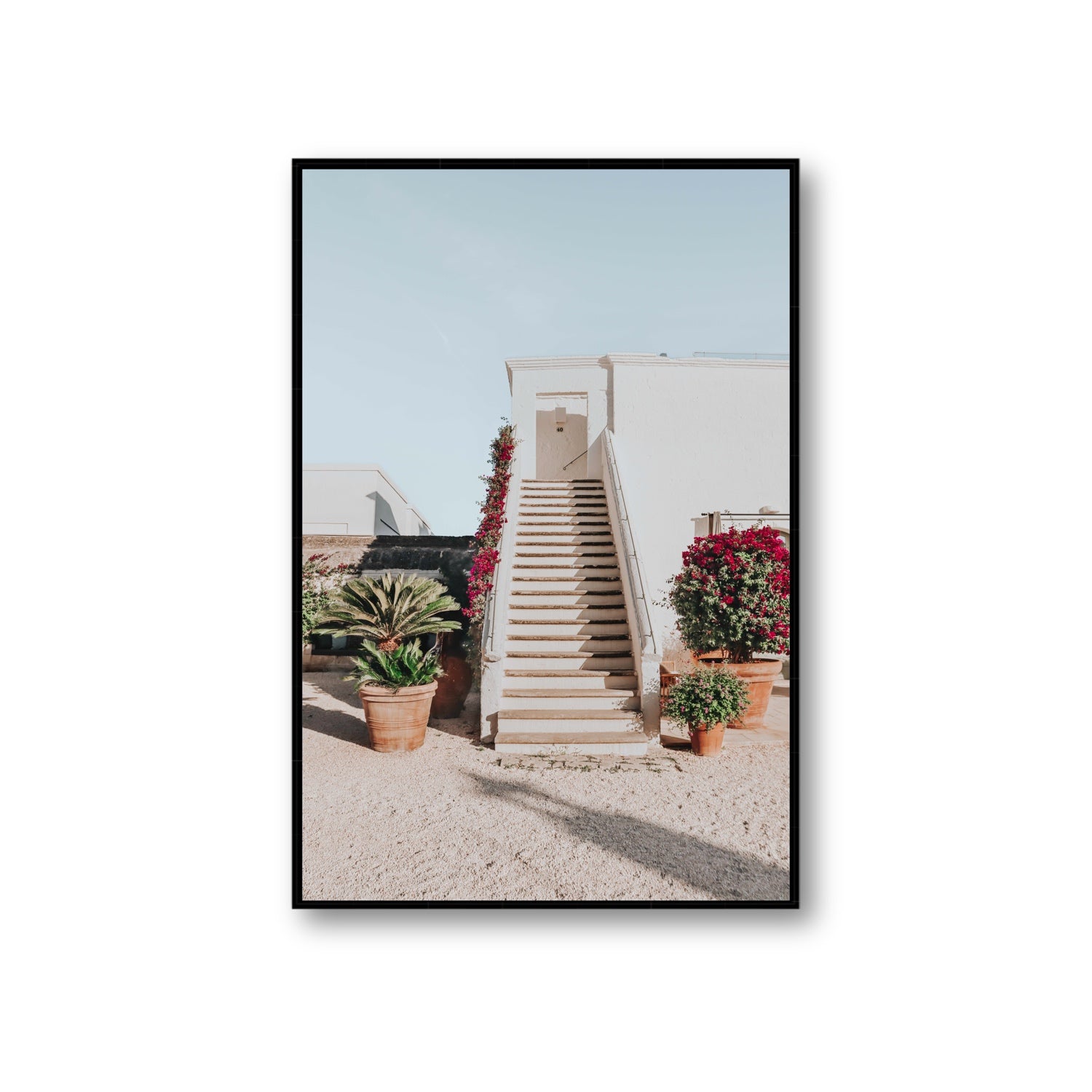 Tranquil Ascent Puglia Italian wall art Giant fine art canvas in black float frame