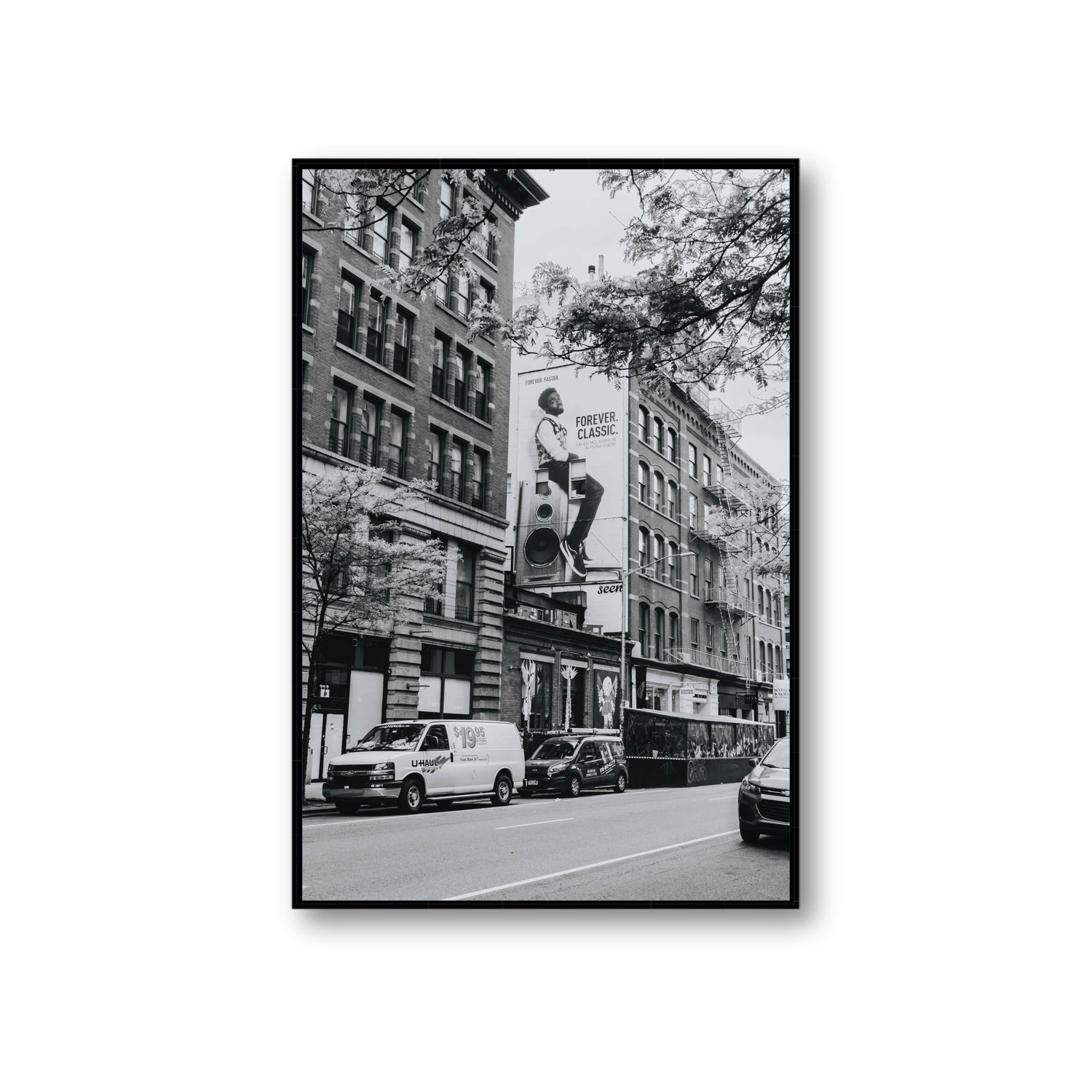Forever Classic New York NYC Black & White wall art Giant fine art canvas in black float frame