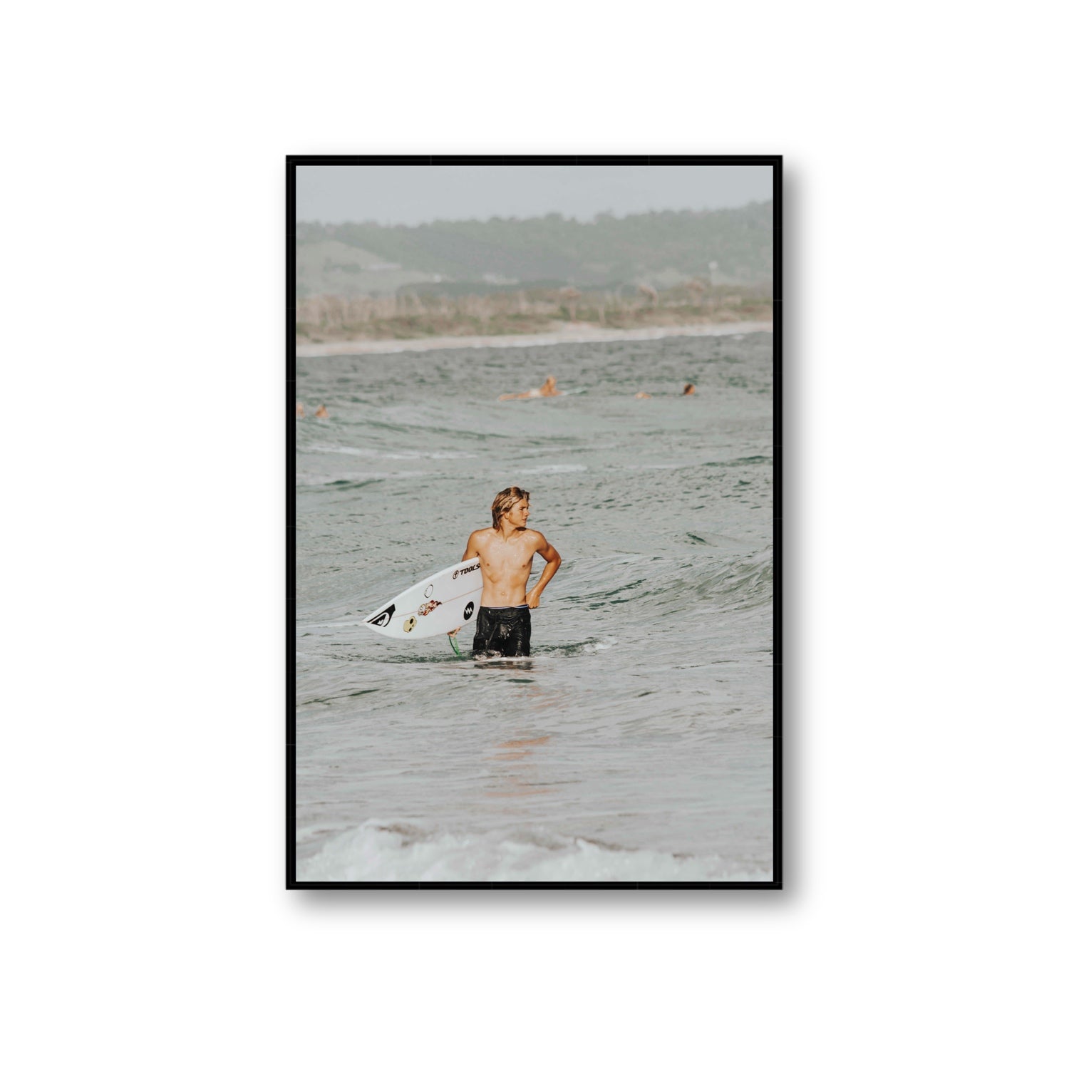 Chasing Mavericks Byron Bay Surf coastal wall art Giant fine art canvas in black float frame