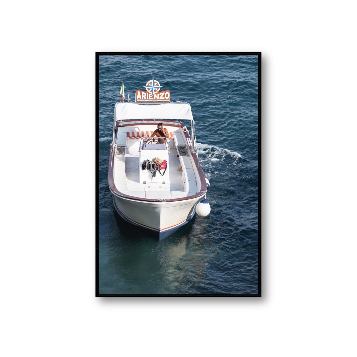Pilota di Motoscafo fine art print, Positano, Italy, Giant, Black Float Frame, Fine Art Canvas