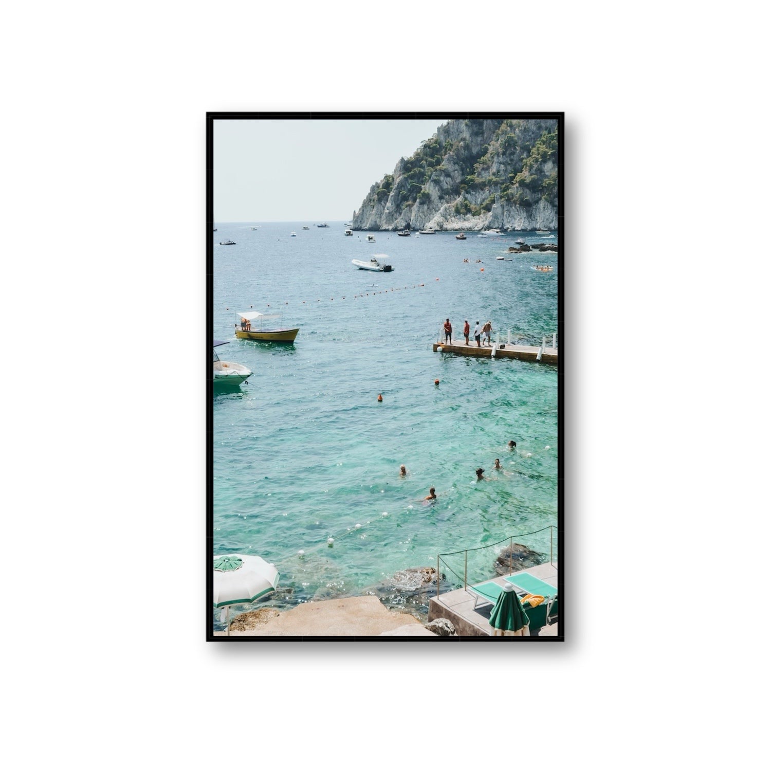 Delizia Pomeridiana Capri coastal wall art Giant fine art canvas in black float frame