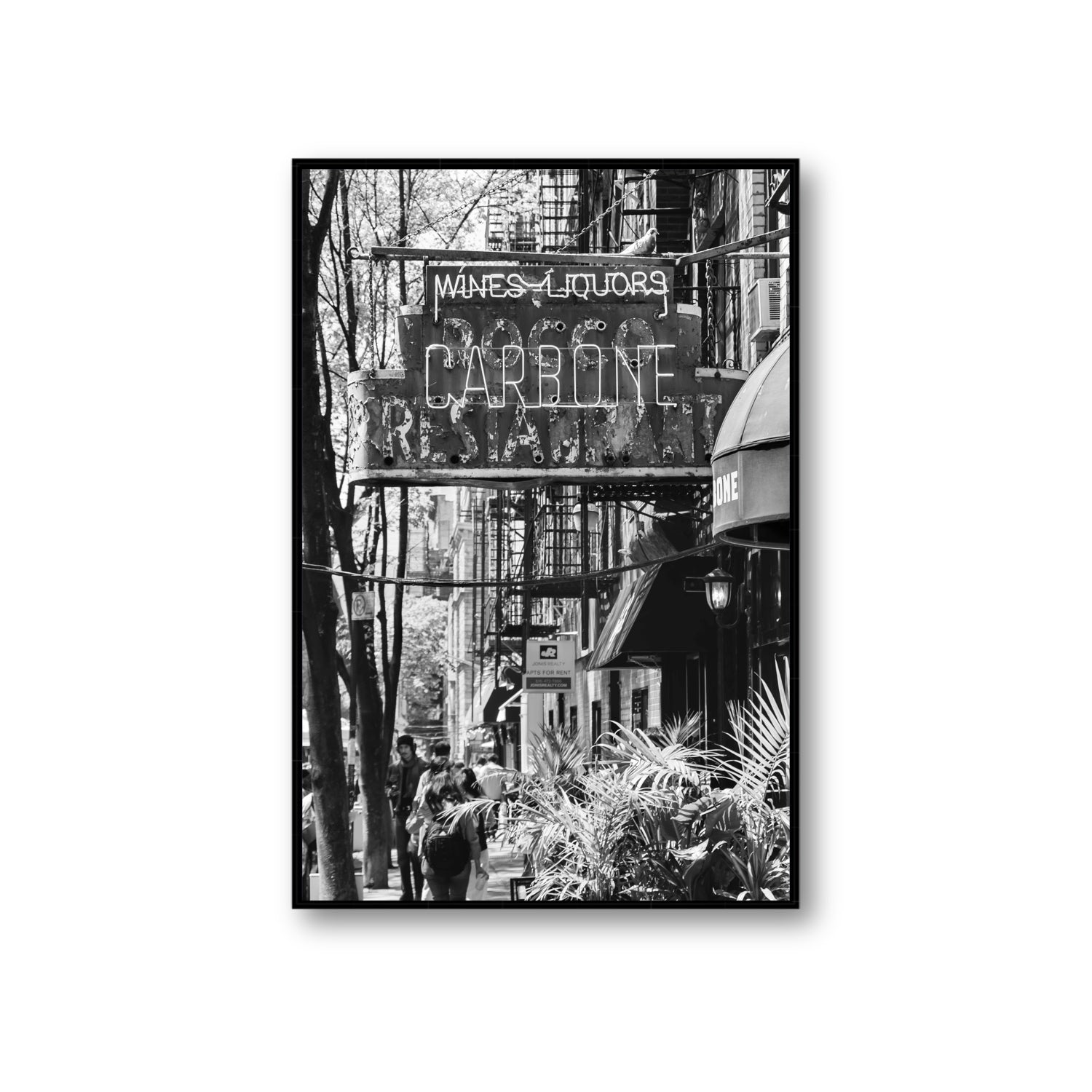 Paparazzi To Pasta New York NYC Black & White wall art Giant fine art canvas in black float frame