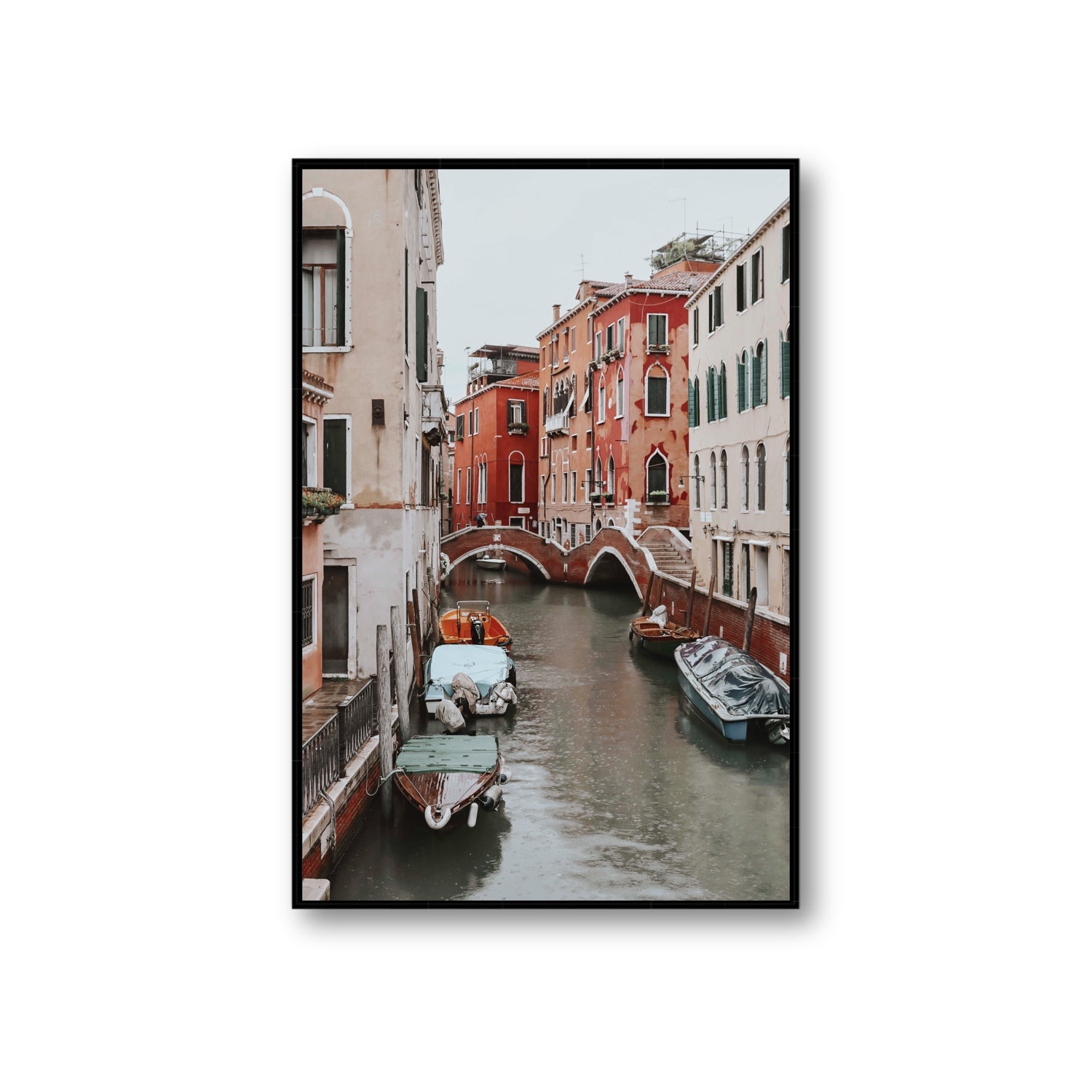 City of Water Venice Italian Mediterranean decor wall art Giant fine art canvas in black float frame
