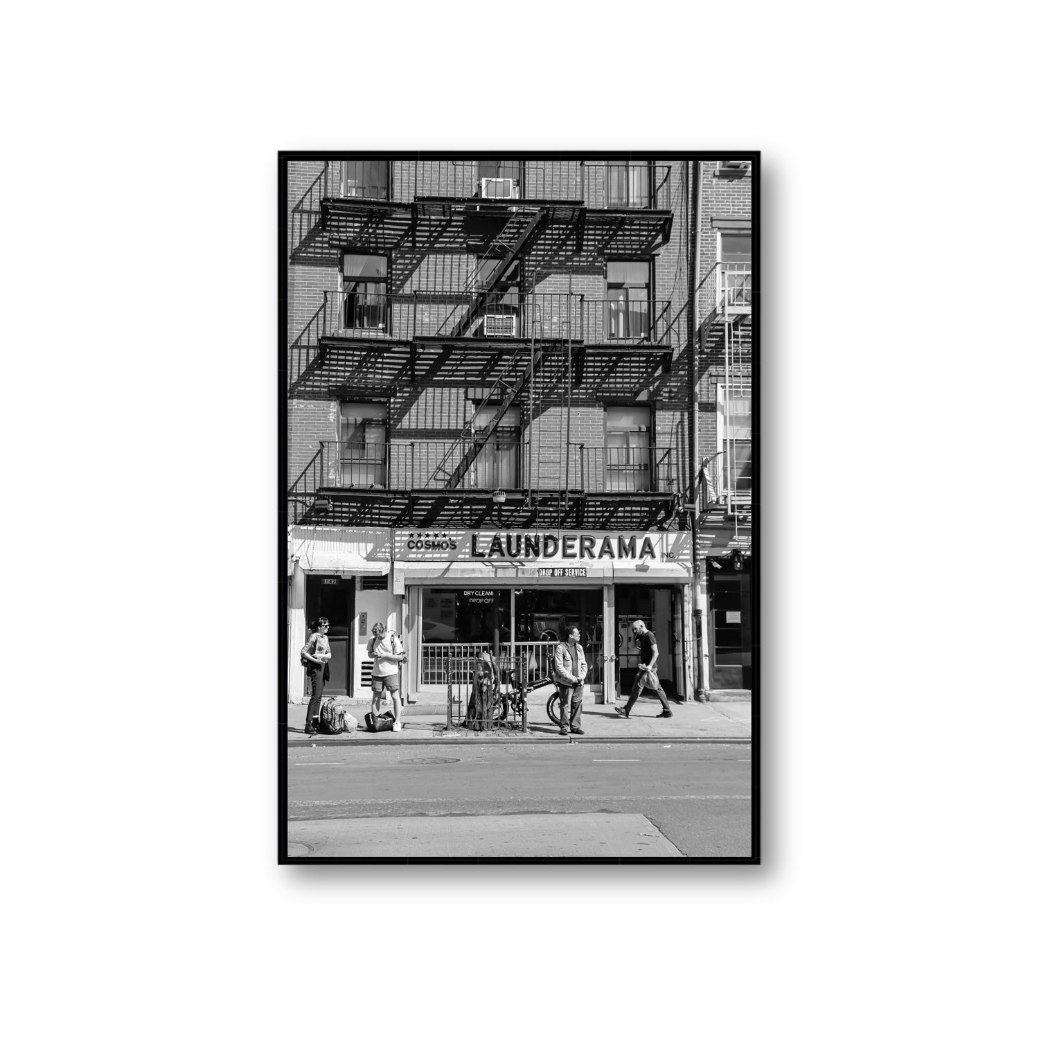 Bus Stop New York NYC Black & White wall art Giant fine art canvas in black float frame