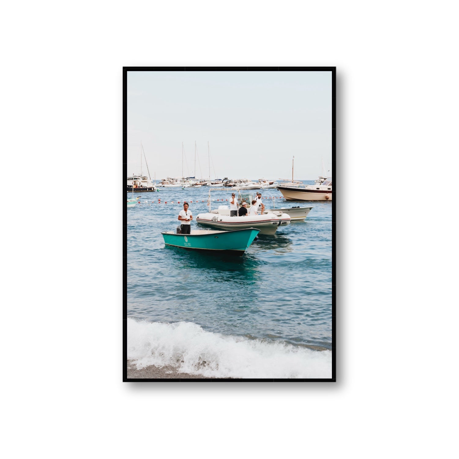 Twilight Tenders Positano wall art Giant fine art canvas in black float frame