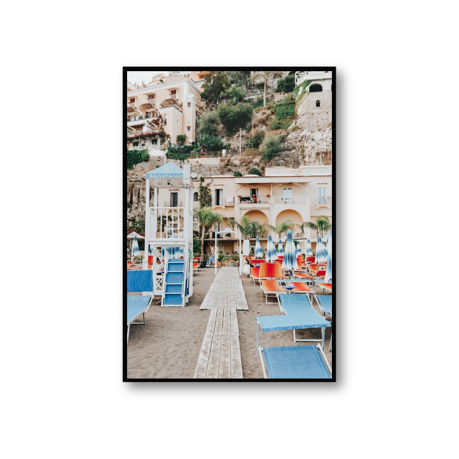 Torre Di Salvataggio fine art print, Positano, Italy, Giant, Black Float Frame, Fine Art Canvas
