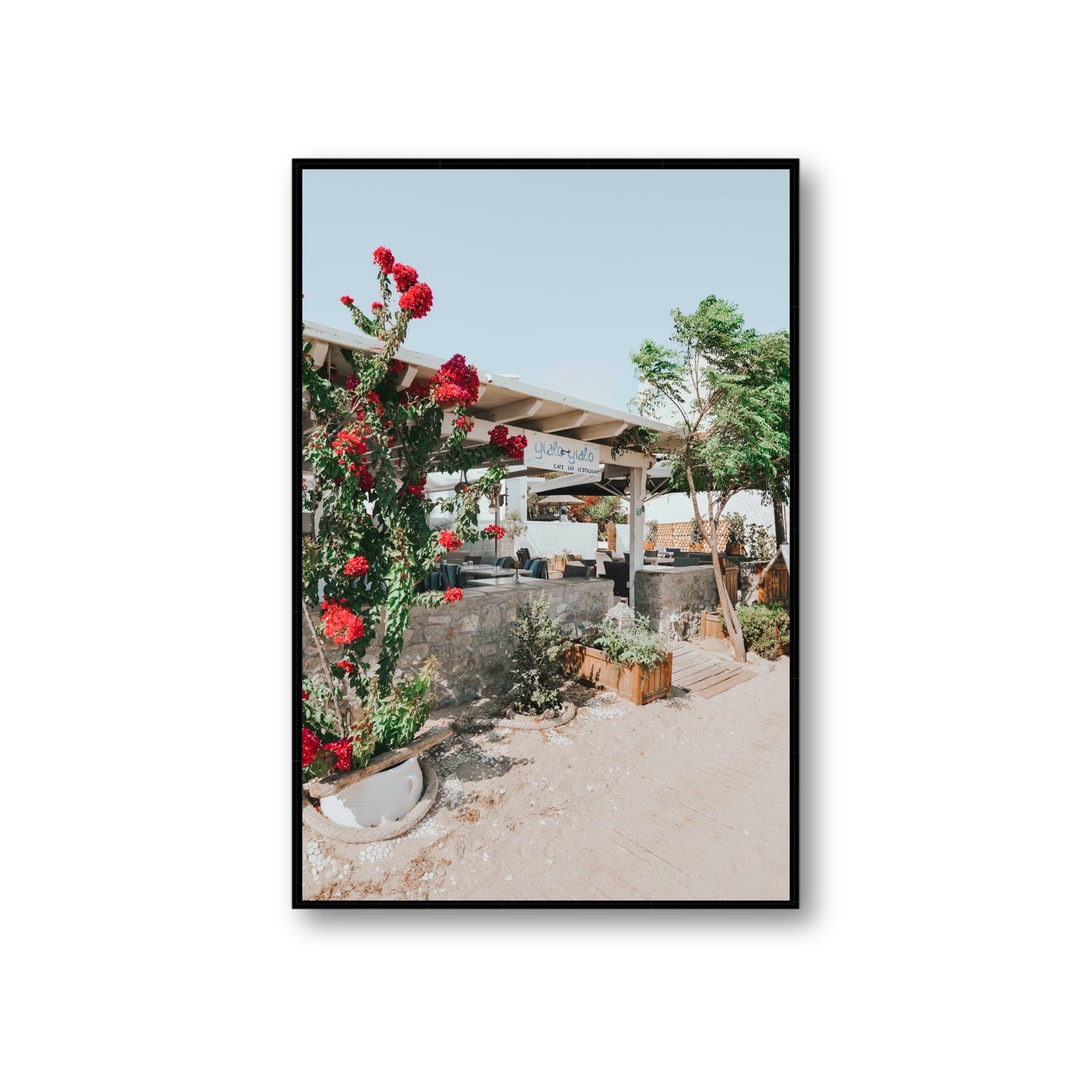 Yialo Yialo fine art print, Mykonos, Greece, Giant, Black Float Frame, Fine Art Canvas