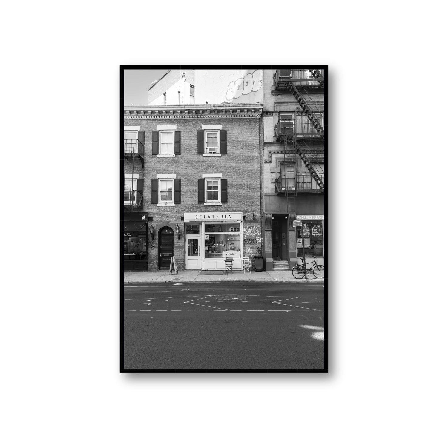 Gelateria New York NYC Black & White wall art Giant fine art canvas in black float frame