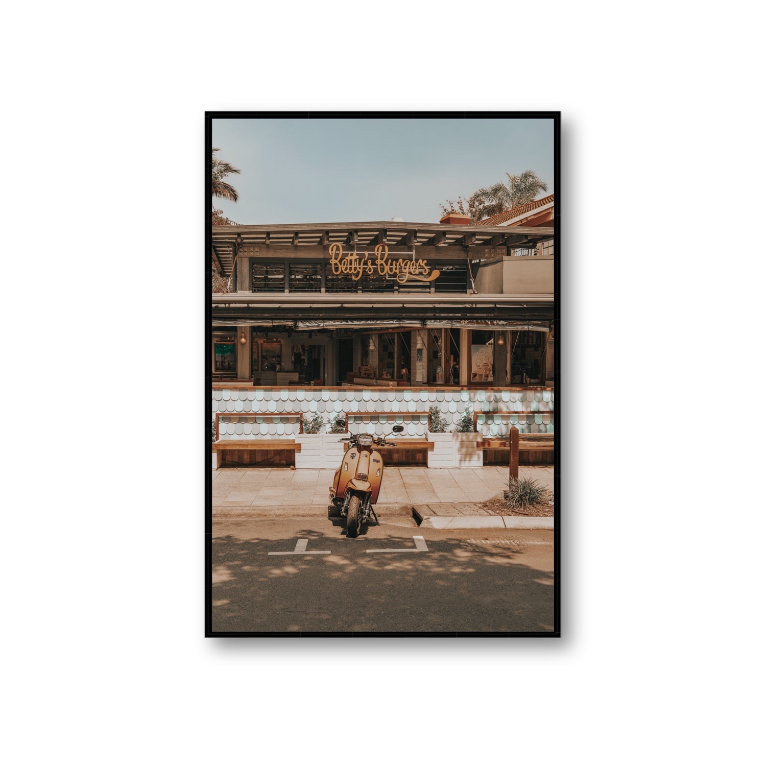 Noosa Nostalgia fine art print, Noosa, Australia, coastal scenes artwork, Giant, Black Float Frame, Fine Art Canvas