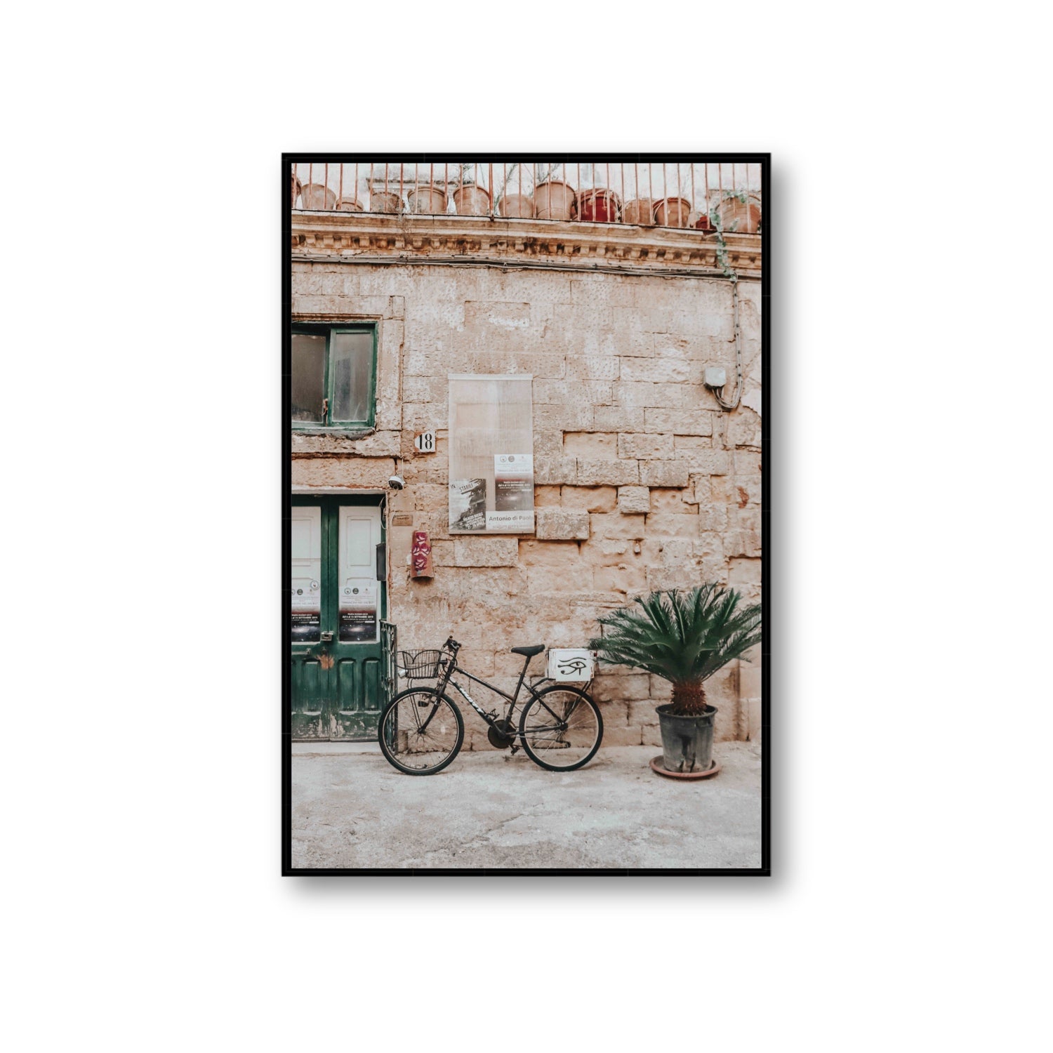 Salento Streets Puglia Lecce Italian wall art Giant fine art canvas in black float frame