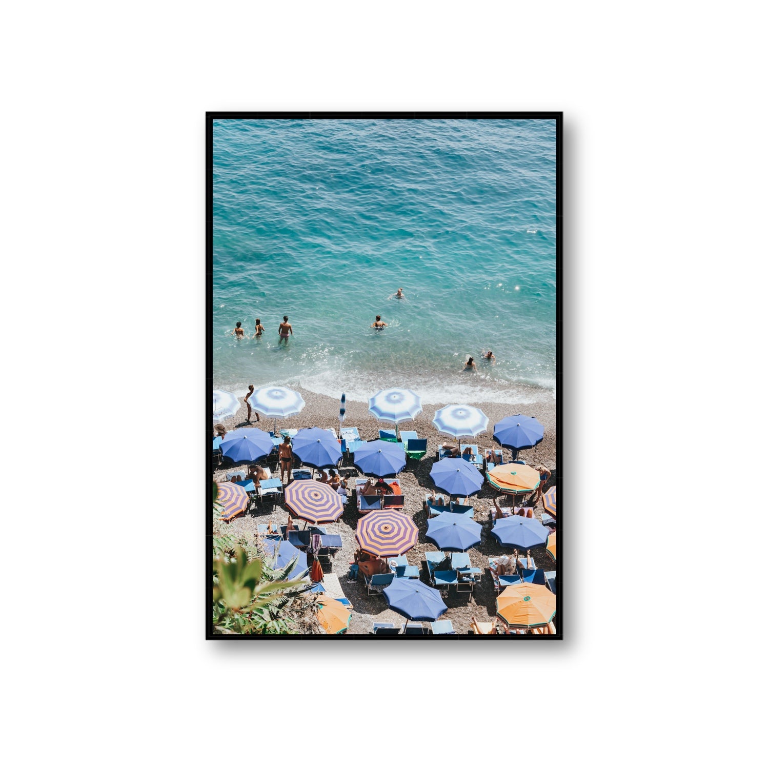 Paradise Beach fine art print, Positano, Italy, Giant, Black Float Frame, Fine Art Canvas