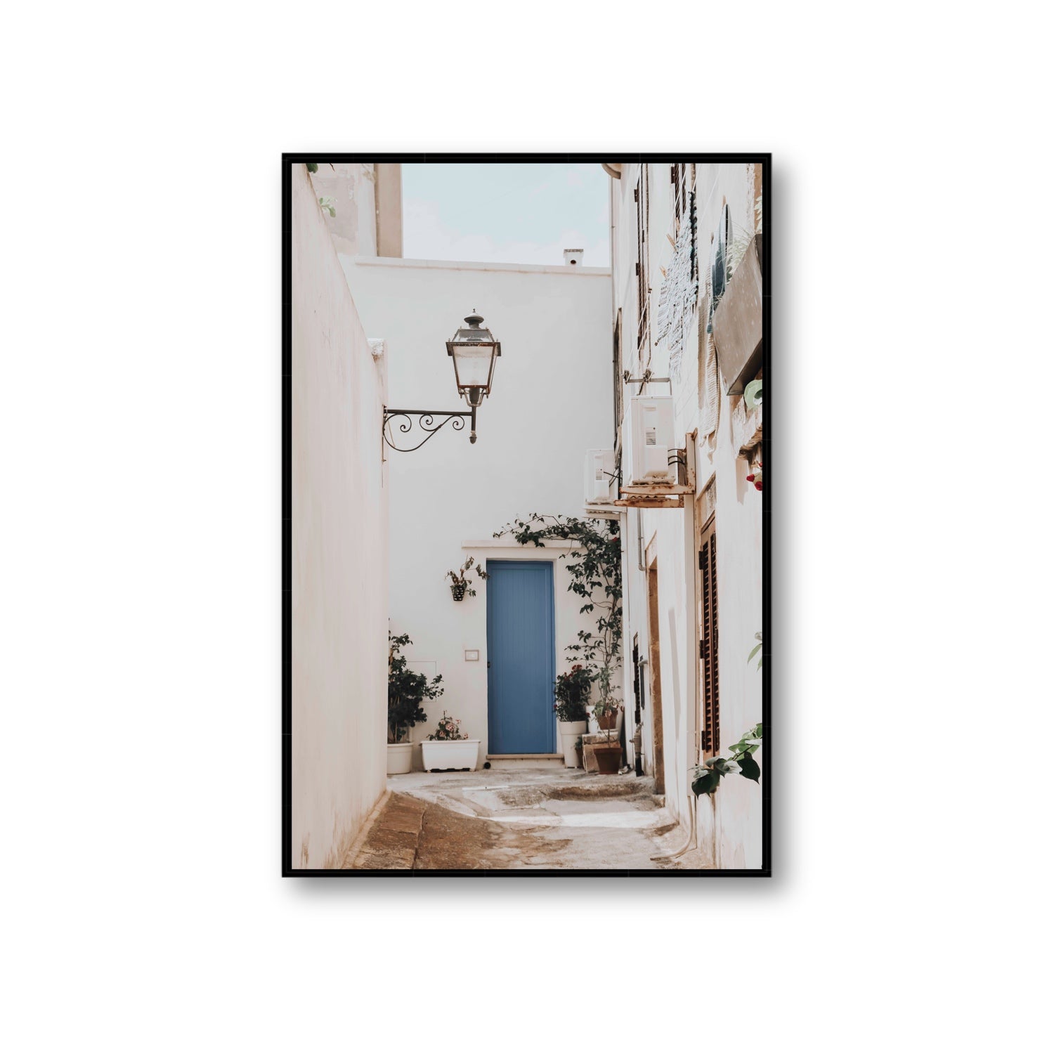 Entry Envy Puglia Ostuni wall art Giant fine art canvas in black float frame