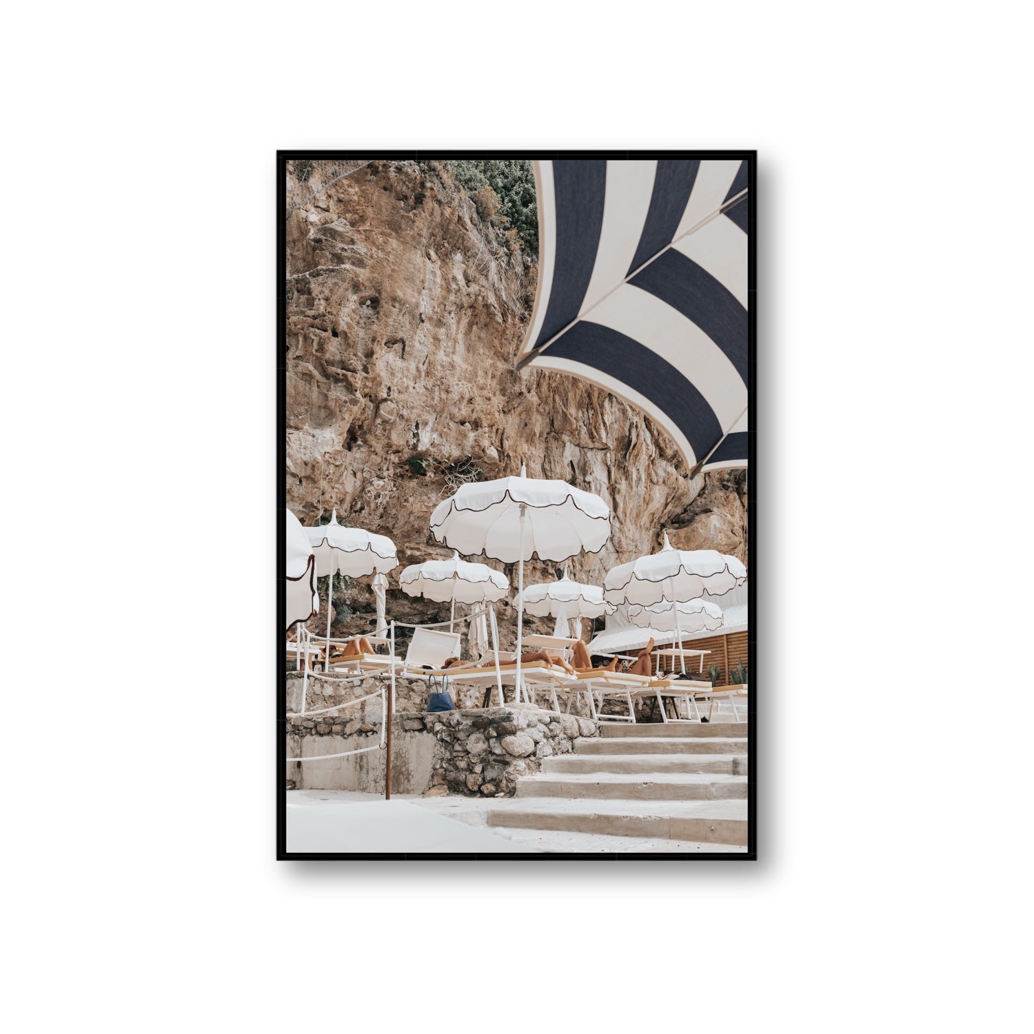 Rocky Refuge fine art print, Positano, Italy, Giant, Black Float Frame, Fine Art Canvas
