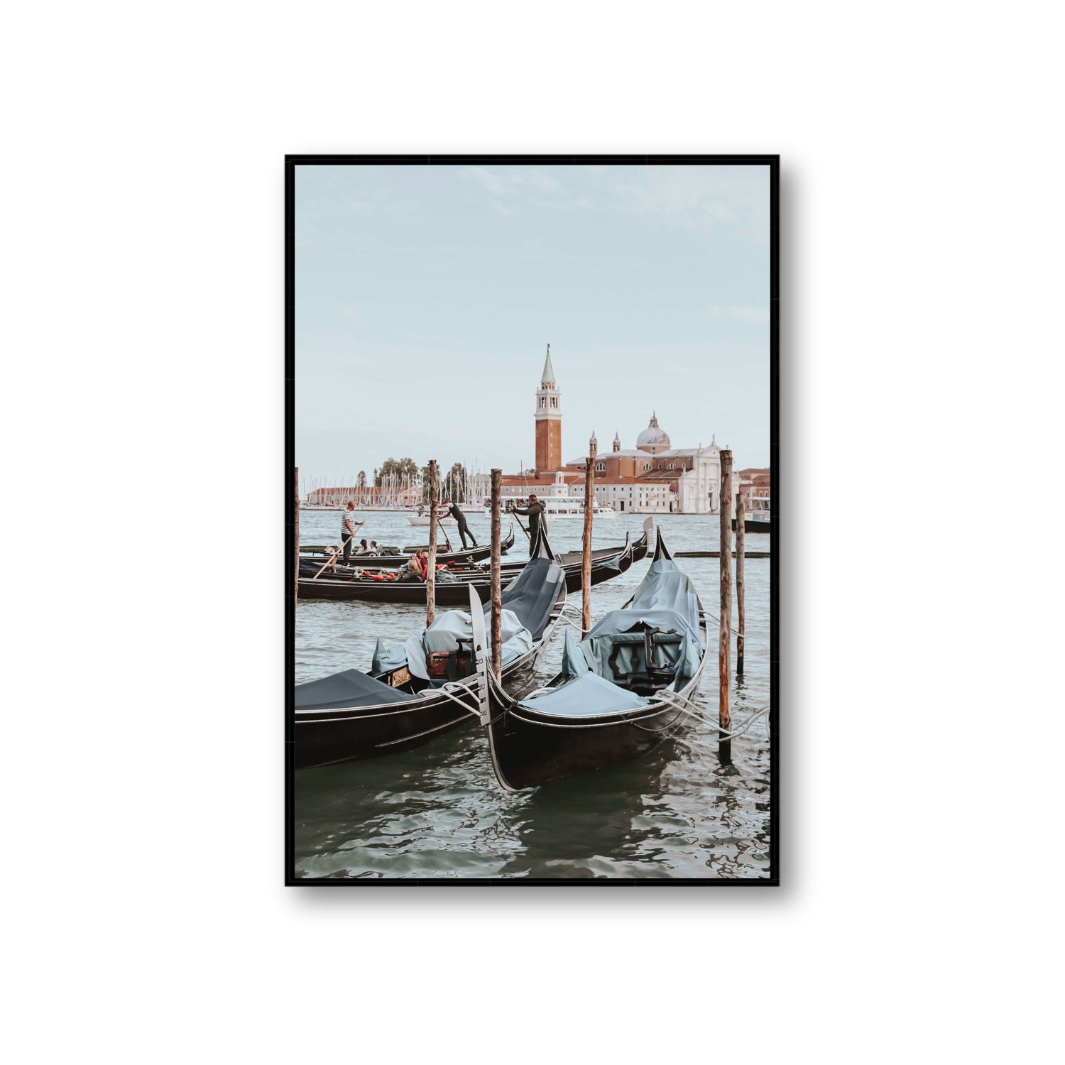 Italian Commute Venice Italian Mediterranean decor wall art Giant fine art canvas in black float frame