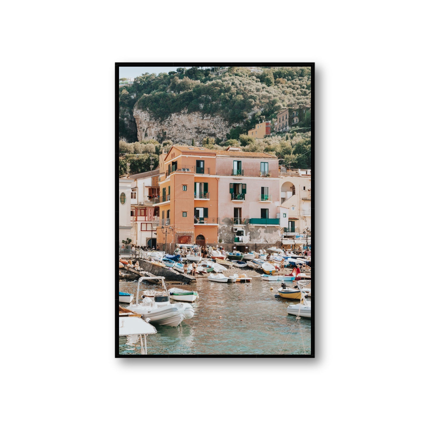 Boatyard Bliss fine art print, Sorrento, Italy, Giant, Black Float Frame, Fine Art Canvas