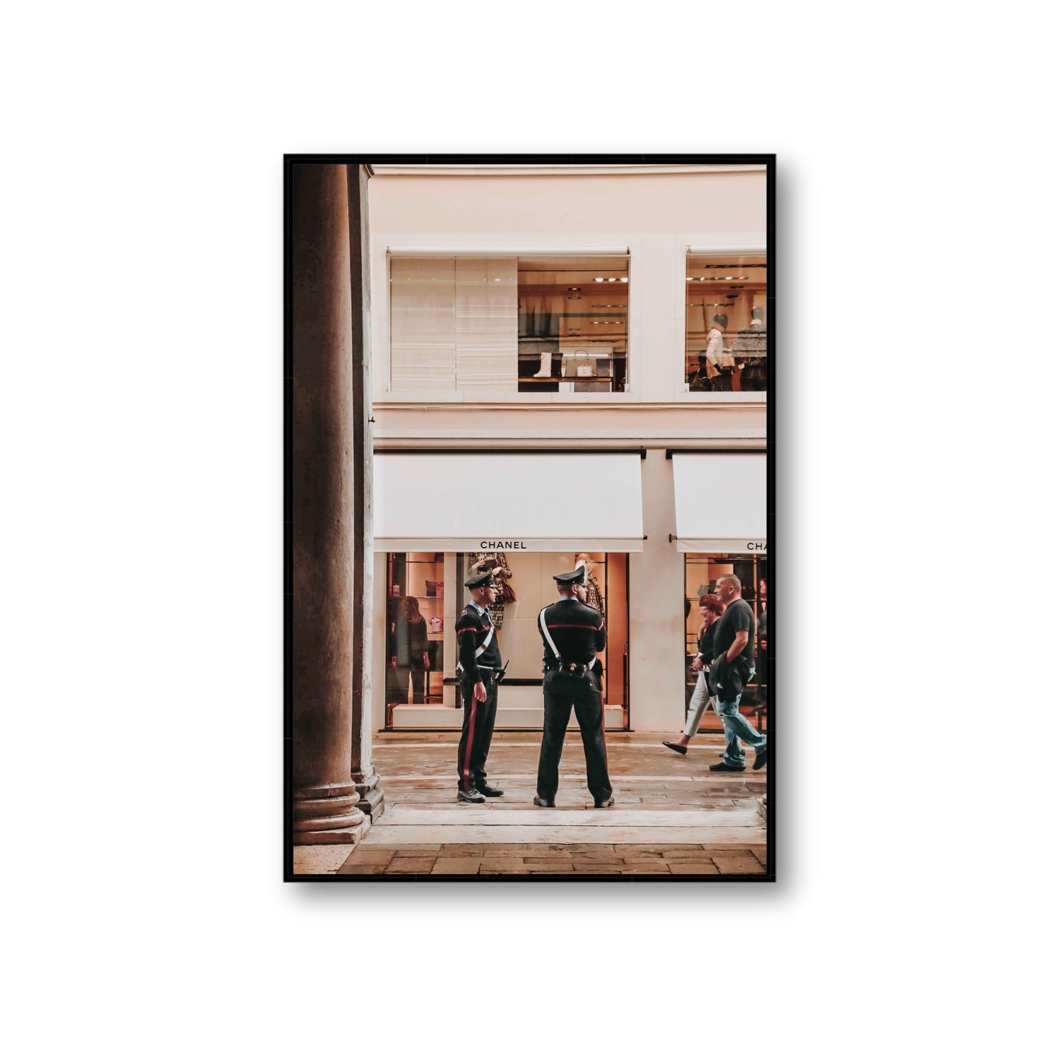 Style Police Venice Italian wall art Giant fine art canvas in black float frame